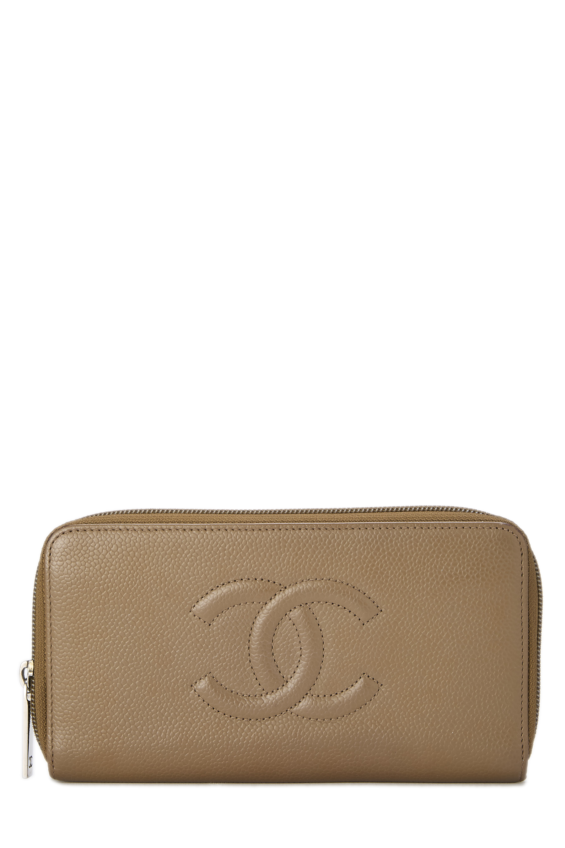 Women's Chanel Brown Caviar 'CC' Zip Around Wallet in Brown
