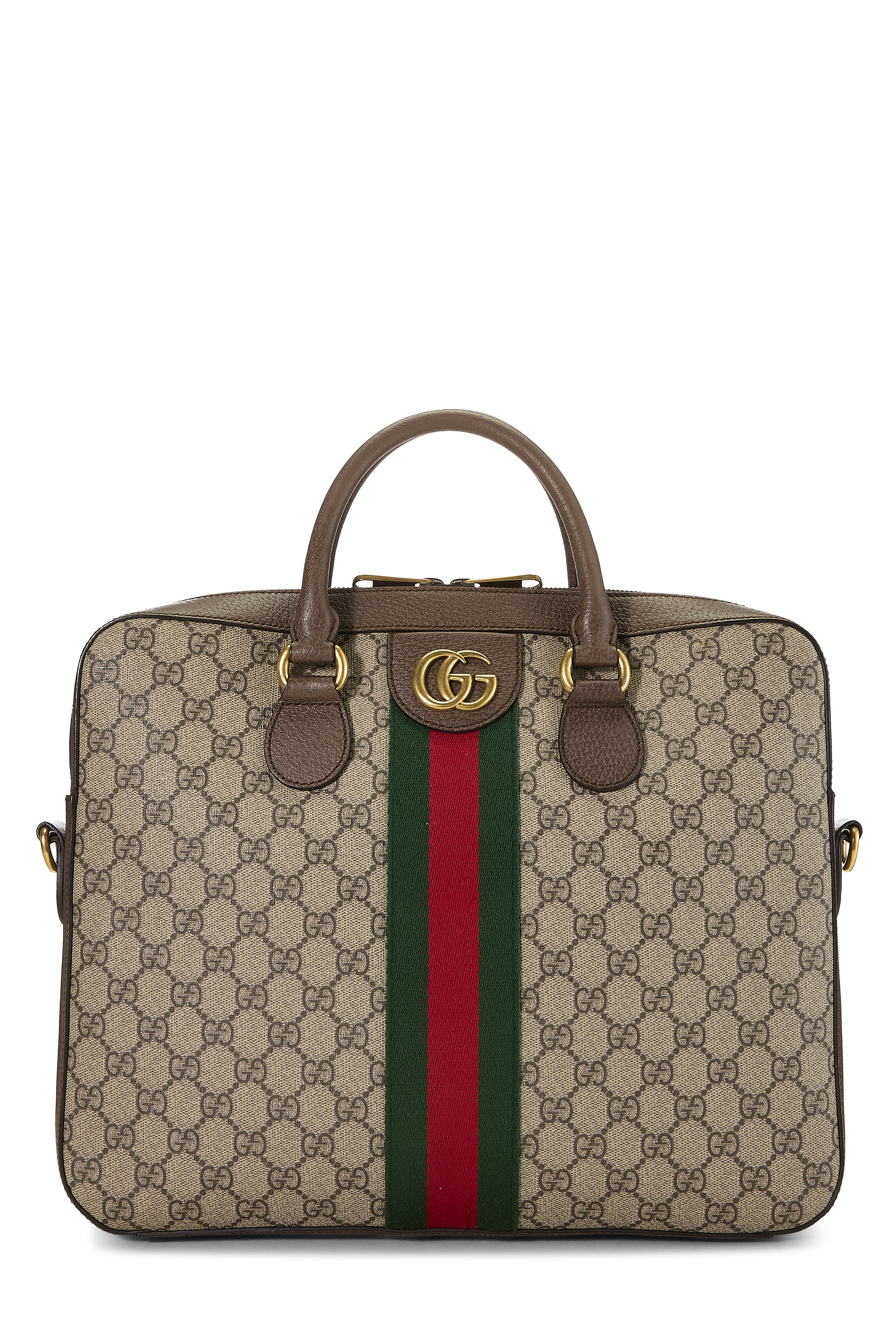 Women's Gucci Original GG Supreme Canvas Ophidia Convertible Briefcase in Brown