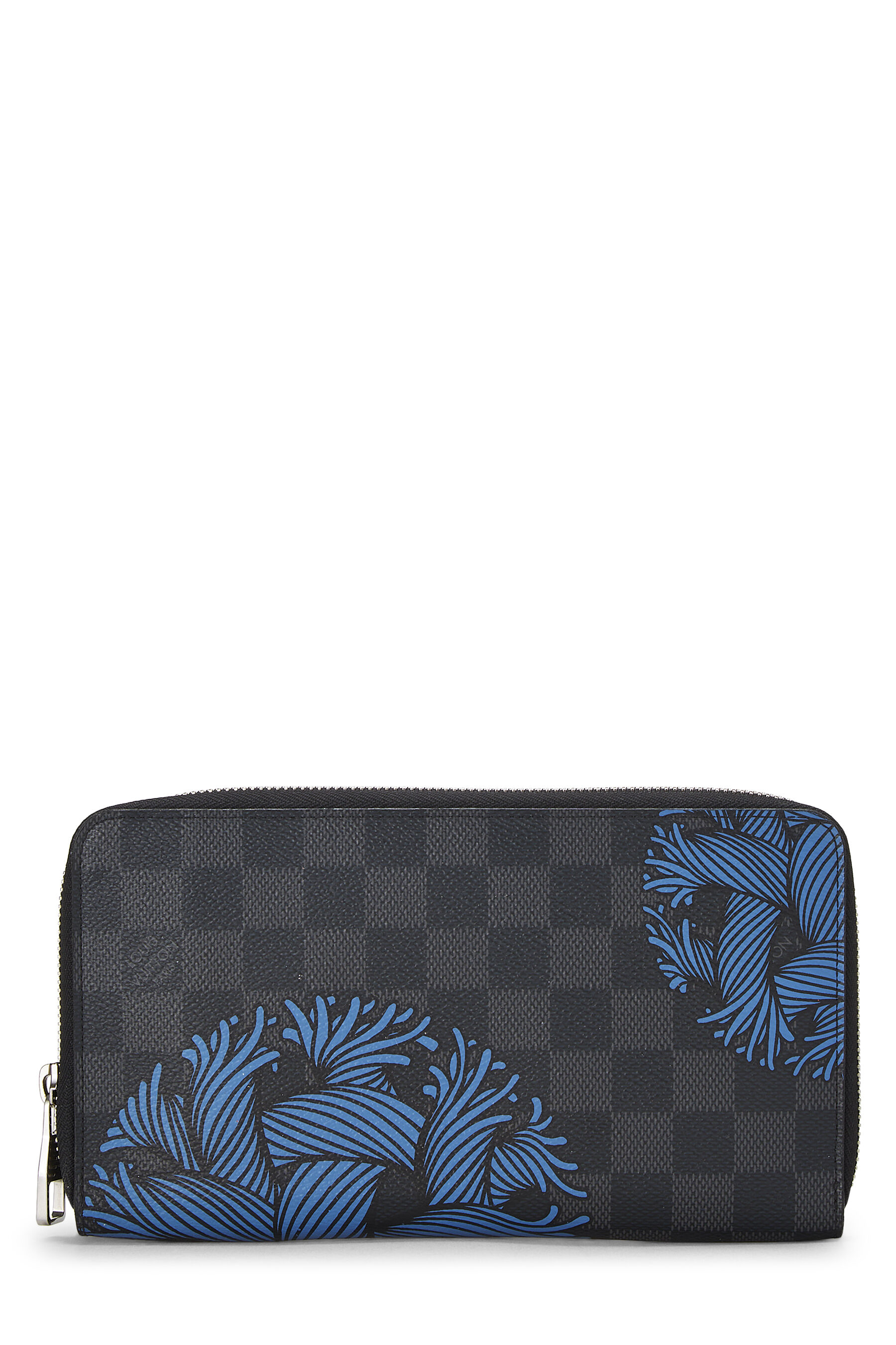 Women's Leather Louis Vuitton Damier Graphite Zippy Organizer in Blue