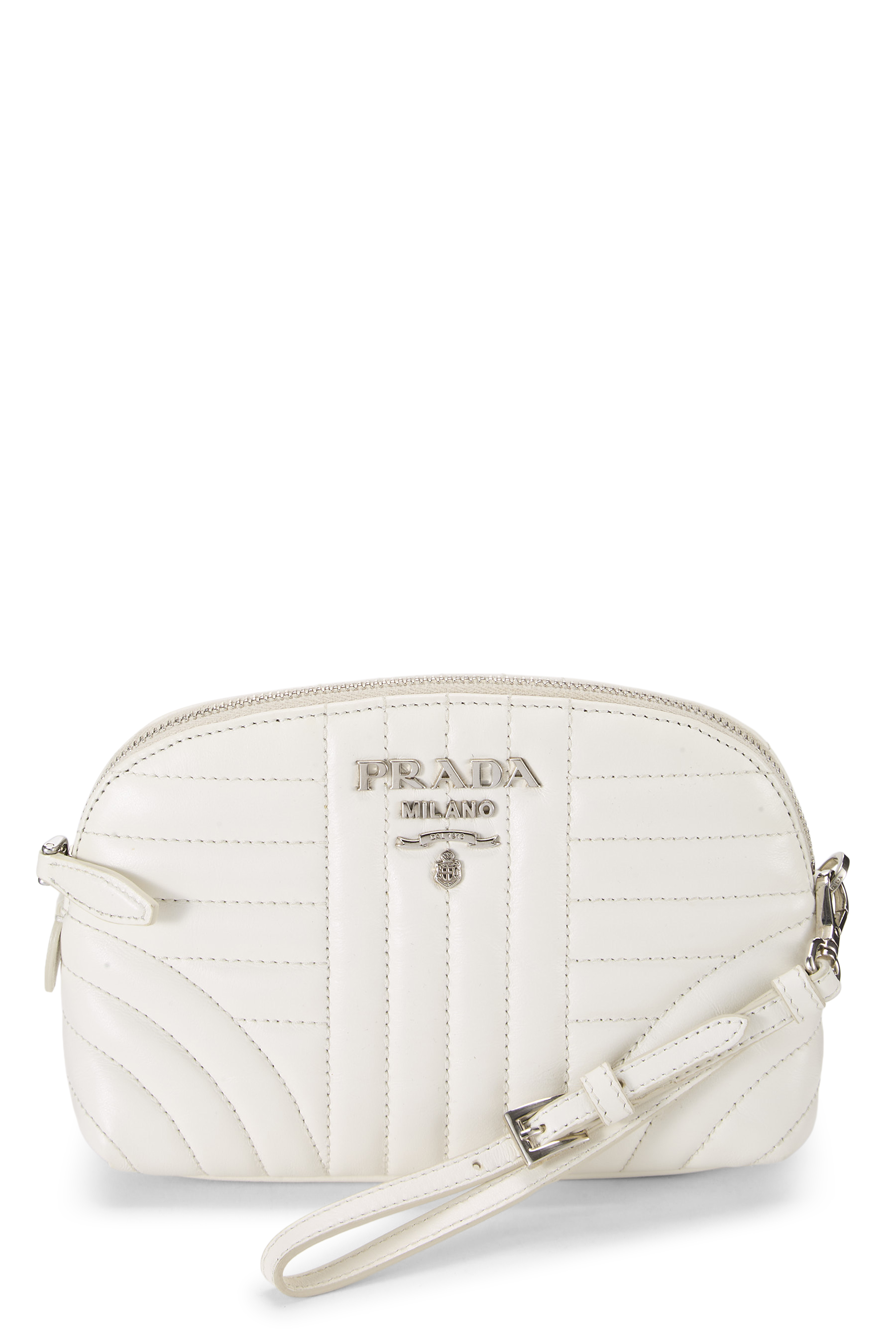 Women's Prada White Calfskin Diagramme Wristlet in White
