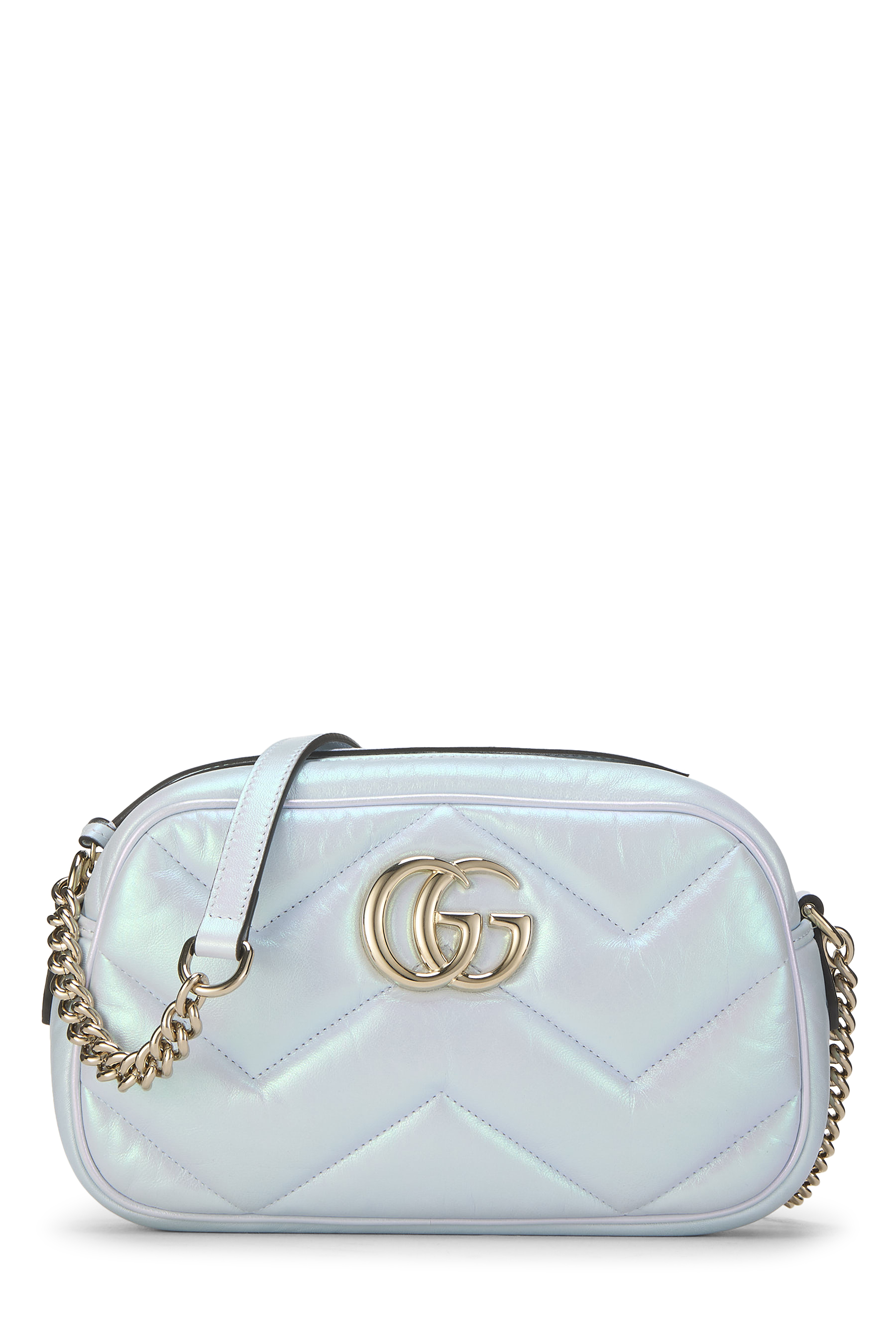 Women's Gucci Green Iridescent Leather GG Marmont Crossbody Small in Green Small
