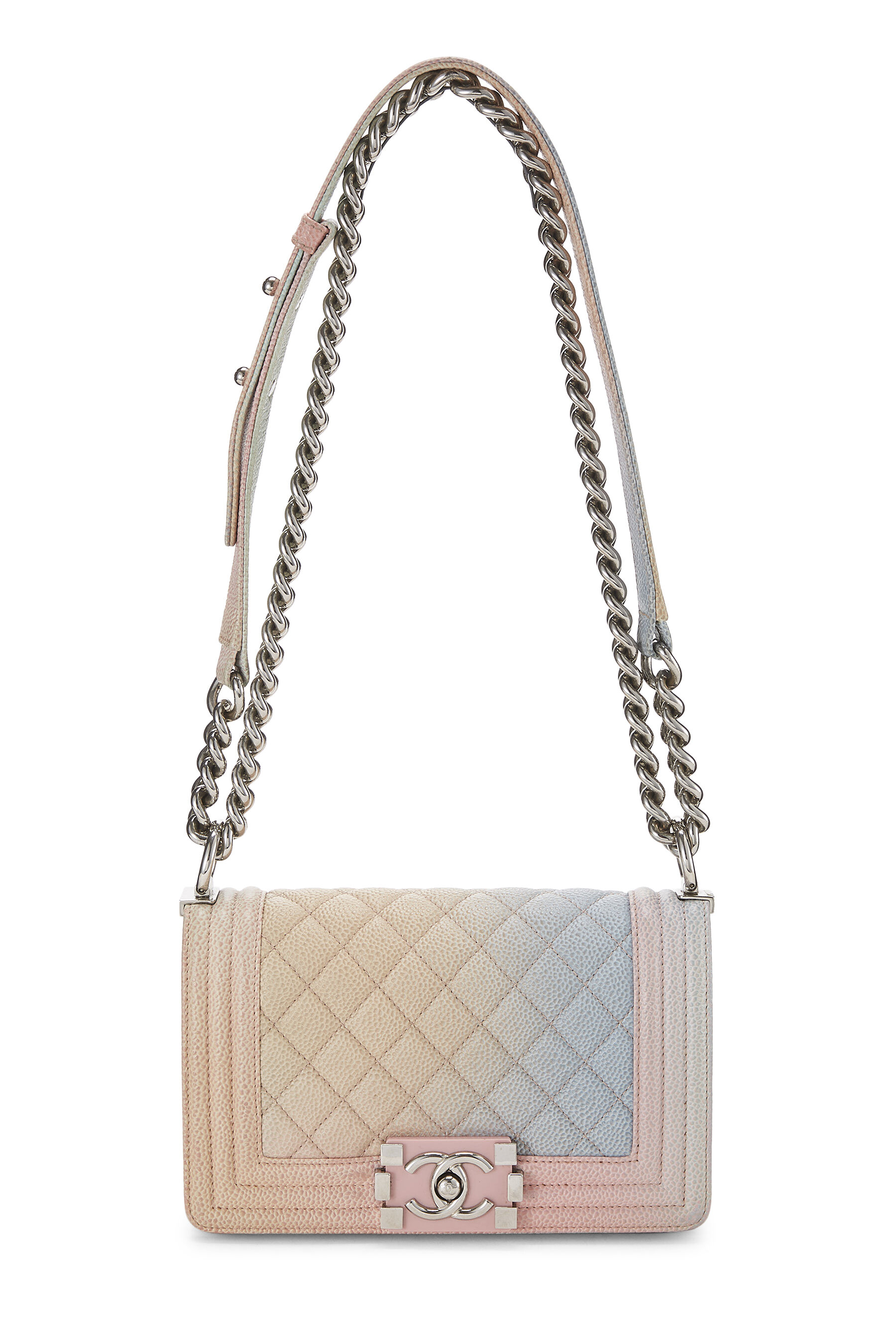 Women's Chanel Rainbow Quilted Caviar Boy Bag Small in Pink Small