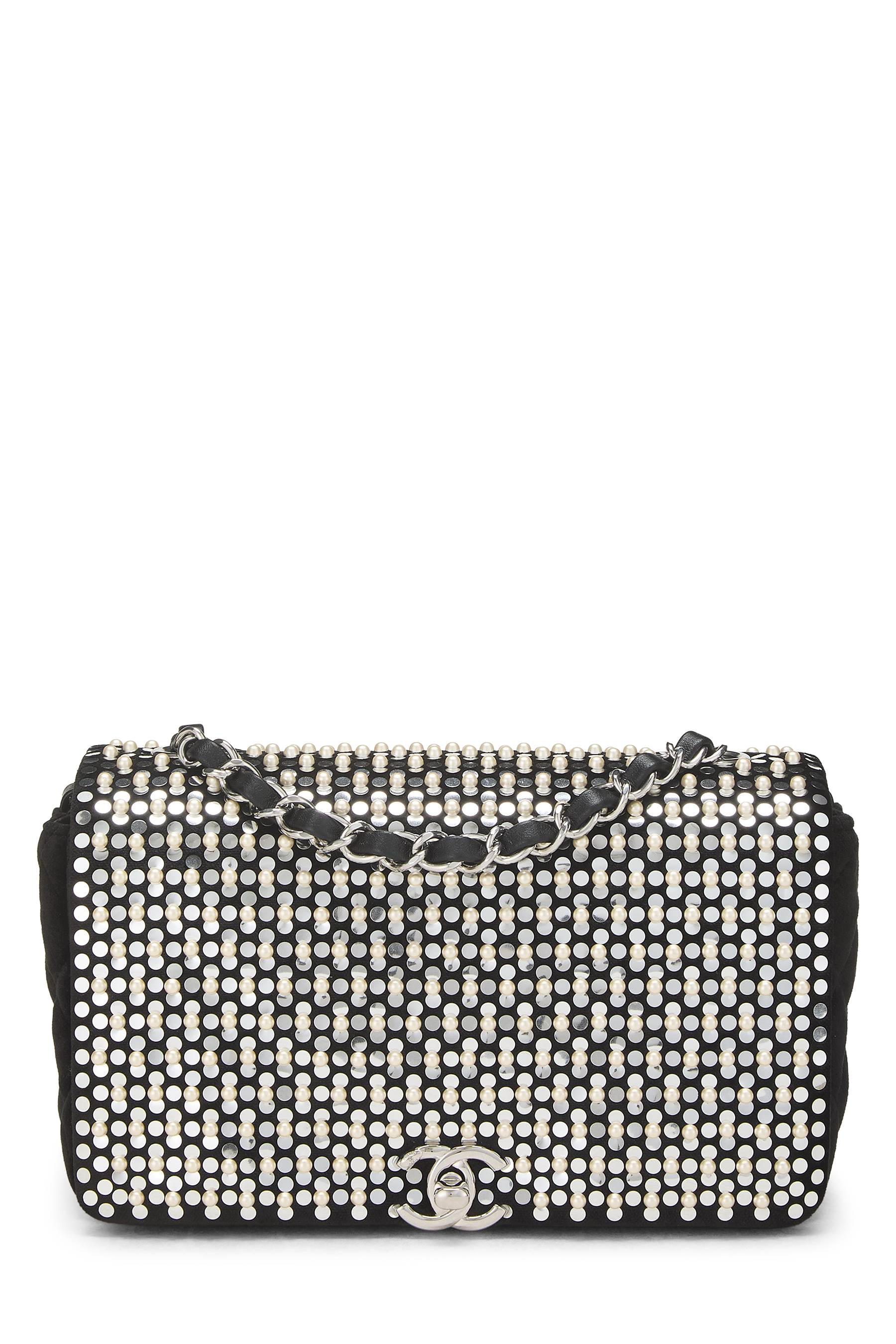 Women's Chanel Black Embellished Velvet Full Flap Small in Black Small