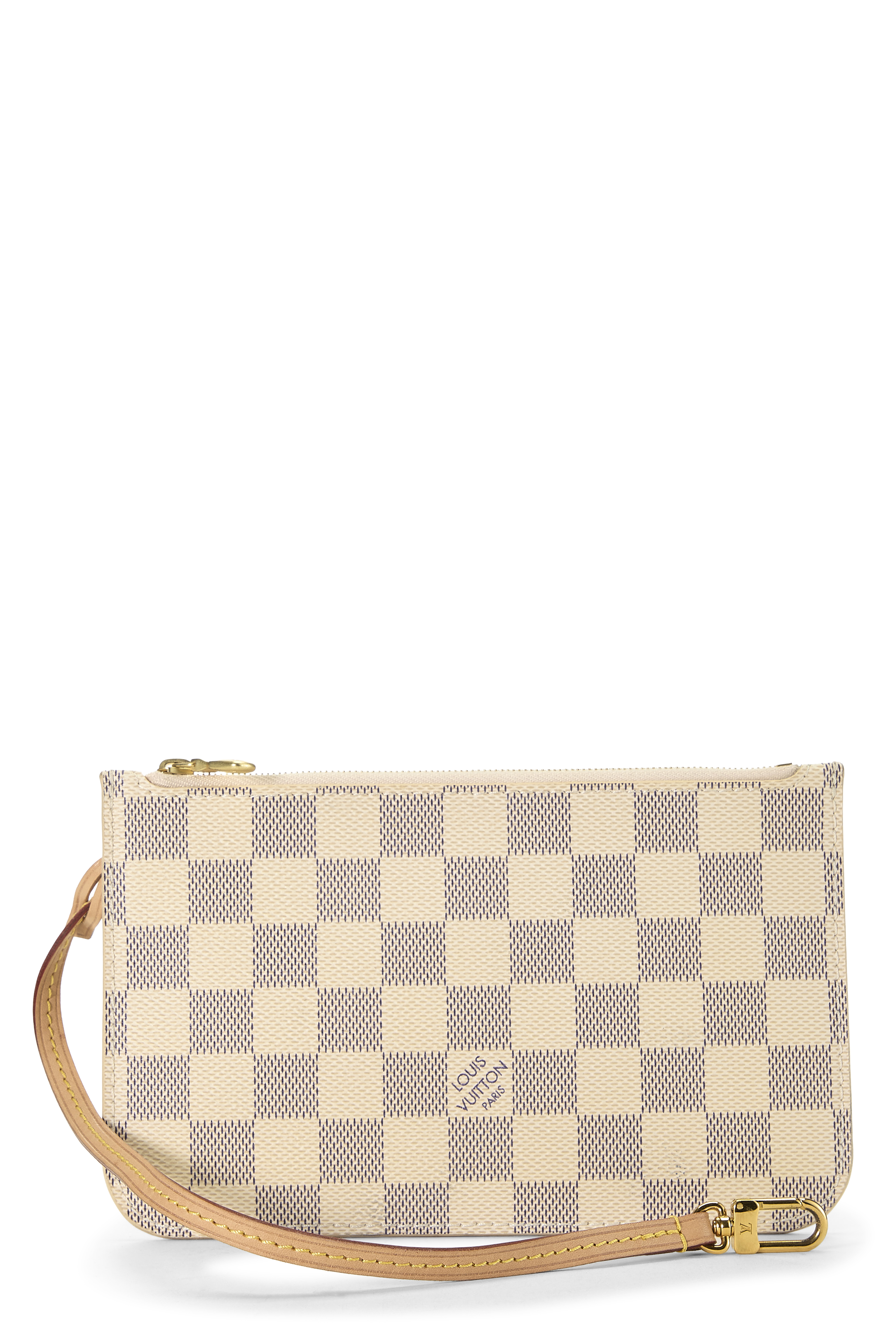 Women's Louis Vuitton Damier Azur Neverfull Pouch PM in White PM