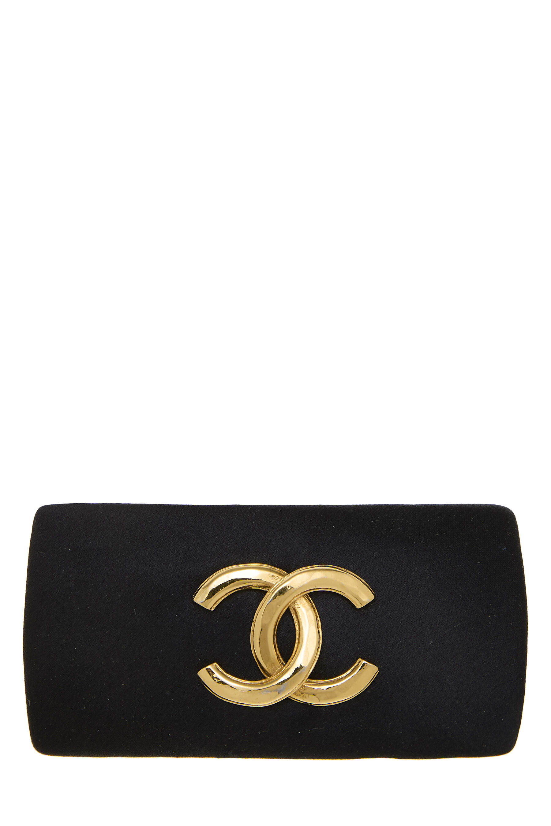 Women's Chanel Black Satin 'CC' Barrette in Black
