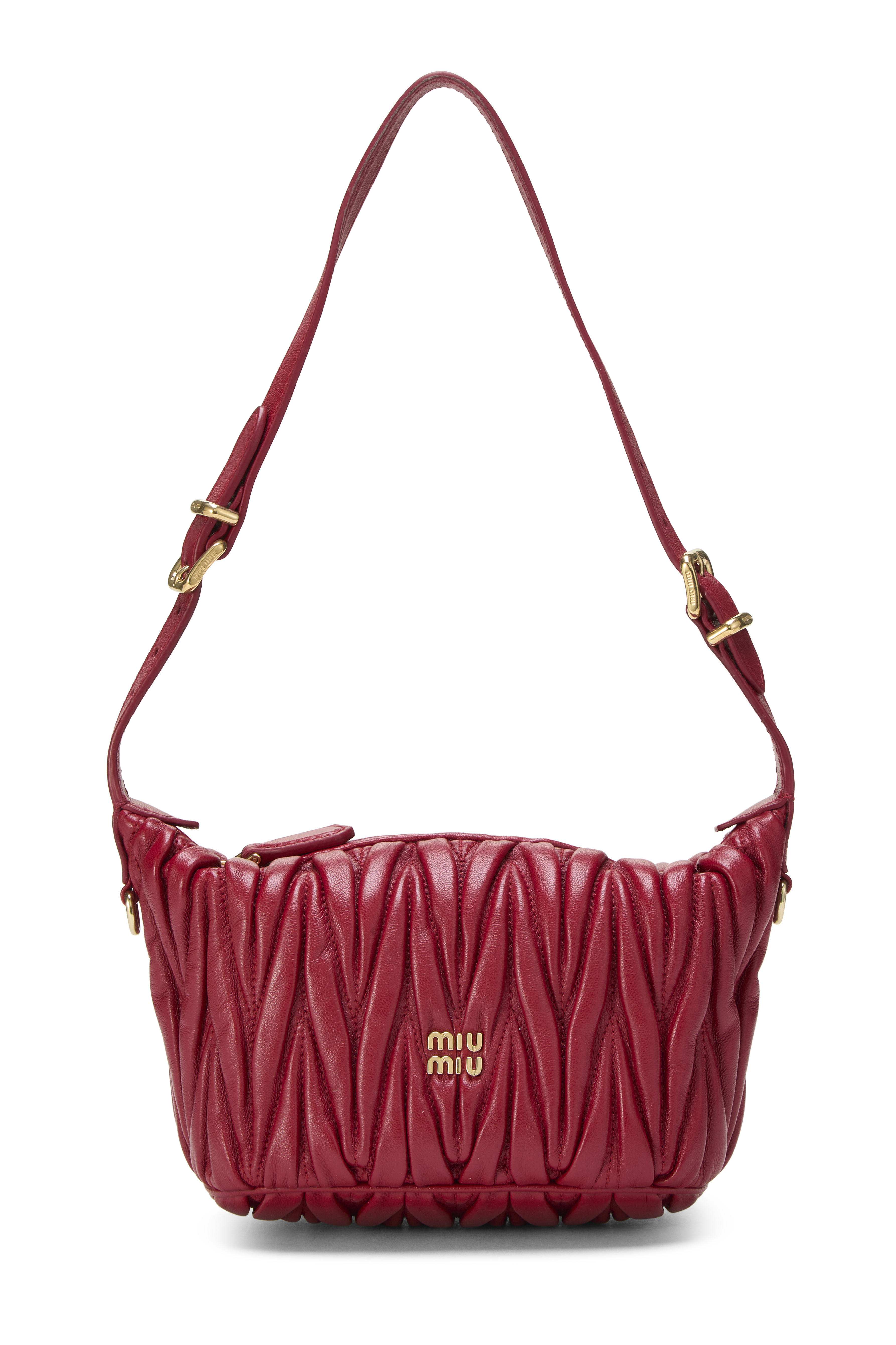 Women's Miu Miu Red Quilted Nappa Shoulder Bag Mini in Red Mini