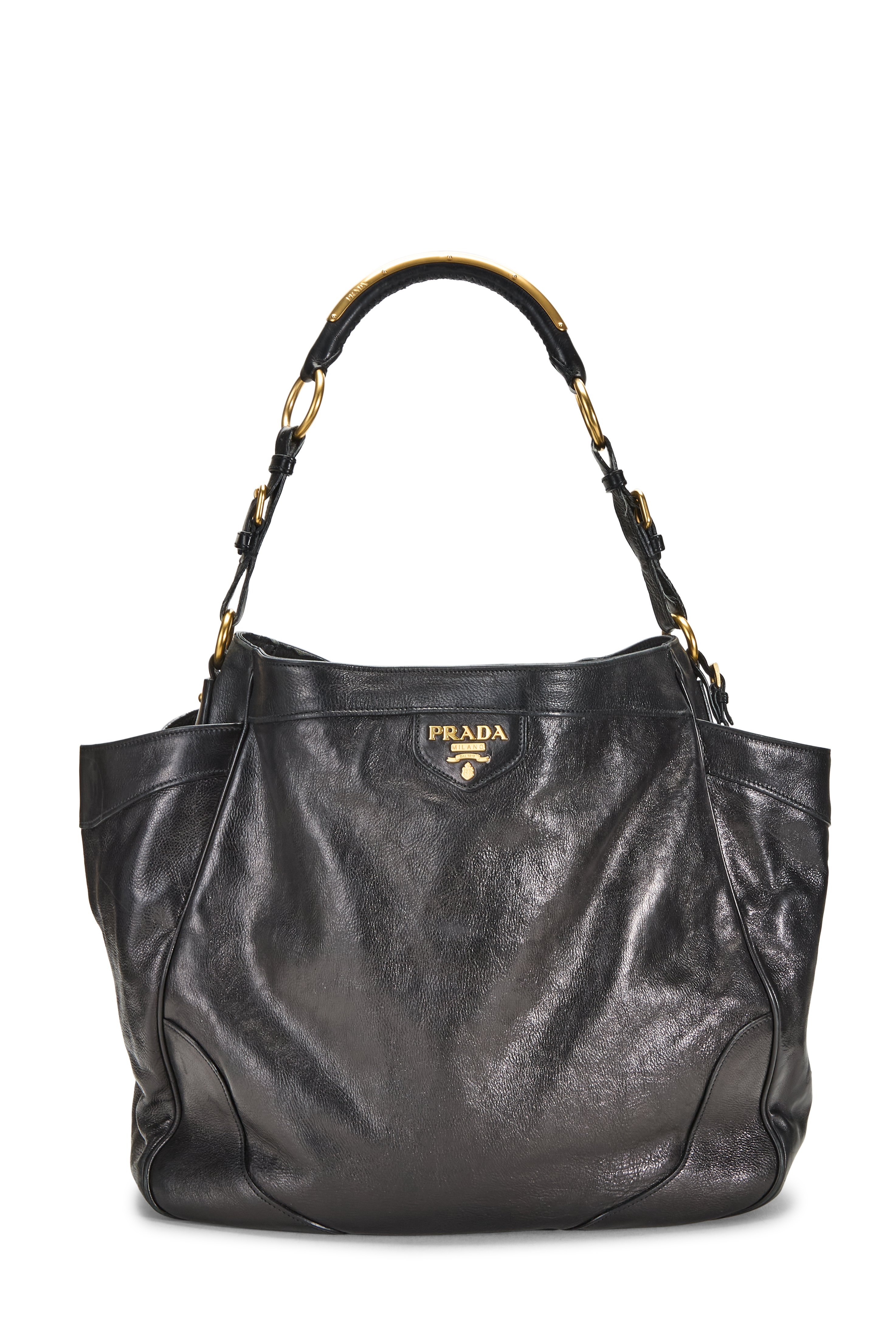 Women's Prada Black Calfskin Side Pocket Hobo Medium in Black Medium