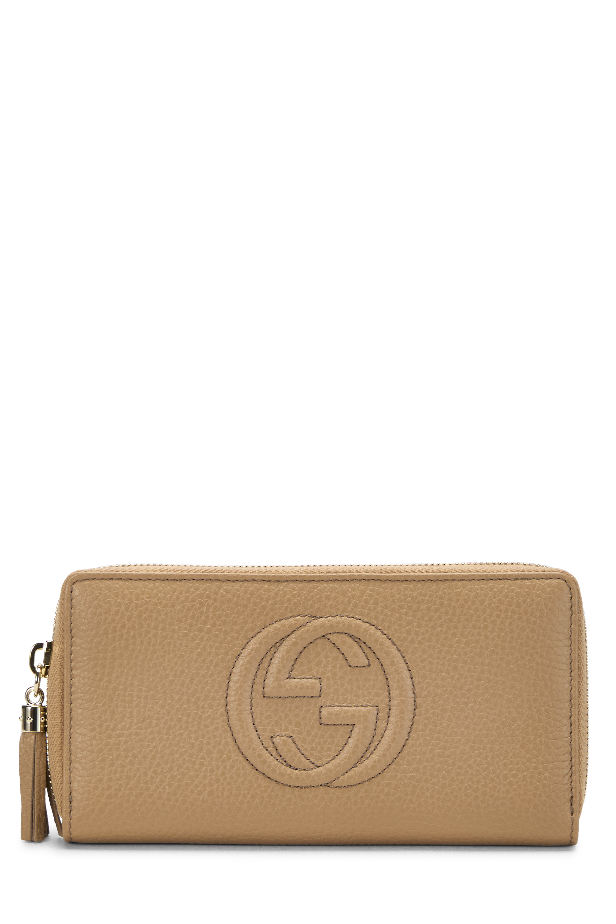 Women's Gucci Beige Leather Soho Zip Around Wallet in Beige