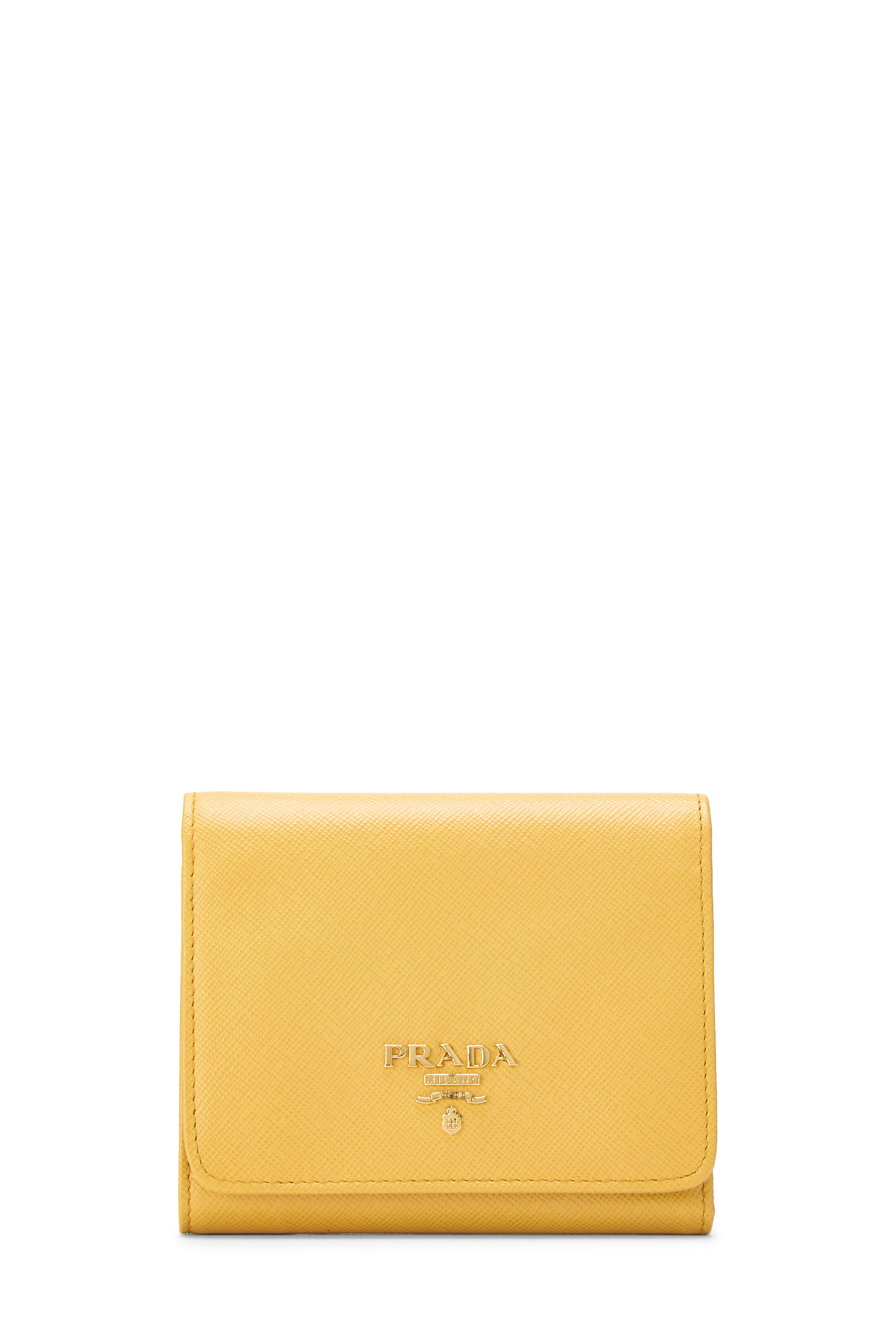 Women's Prada Yellow Saffiano Compact Wallet