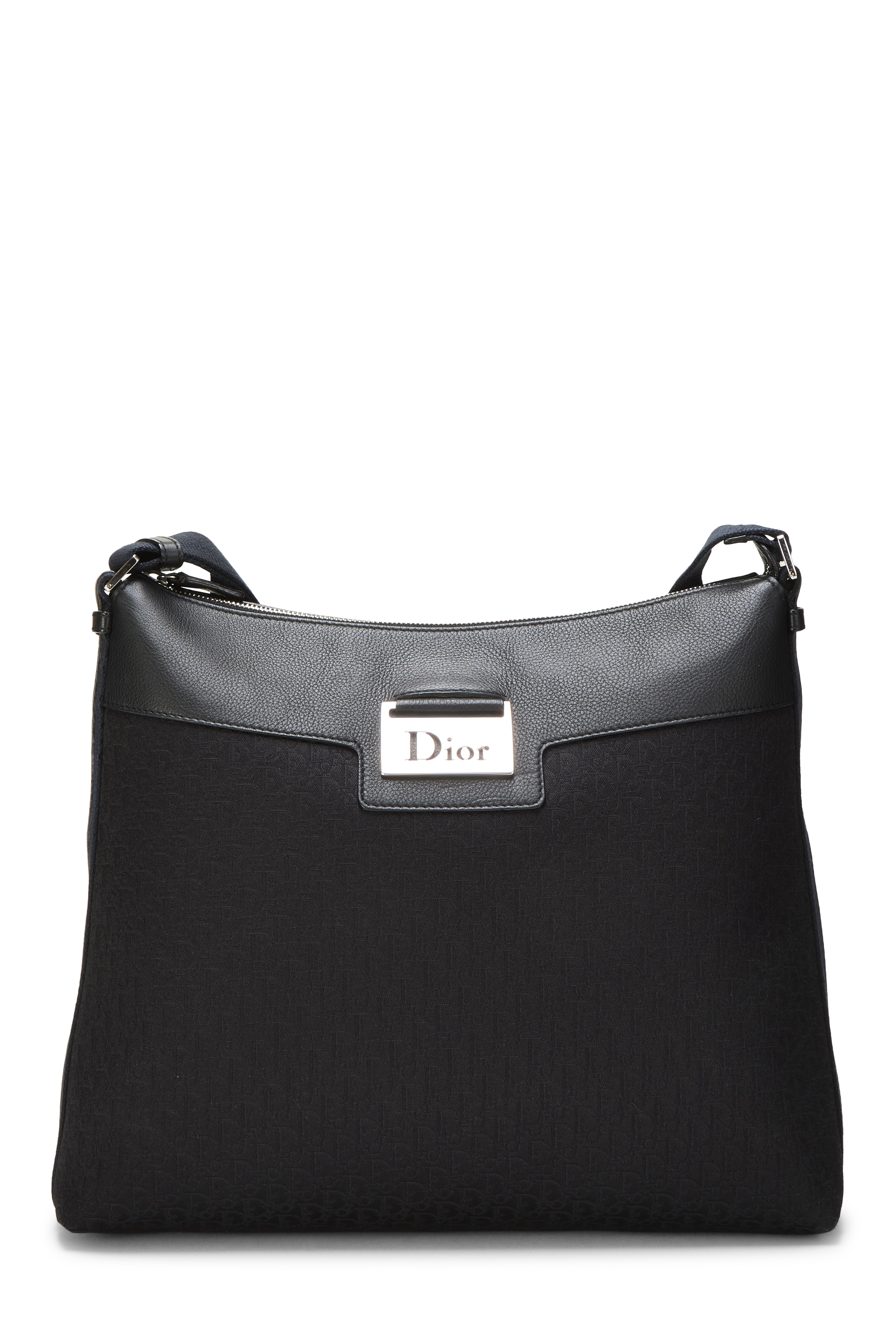 Women's Christian Dior Black Trotter Canvas Street Chic Shoulder Bag in Black