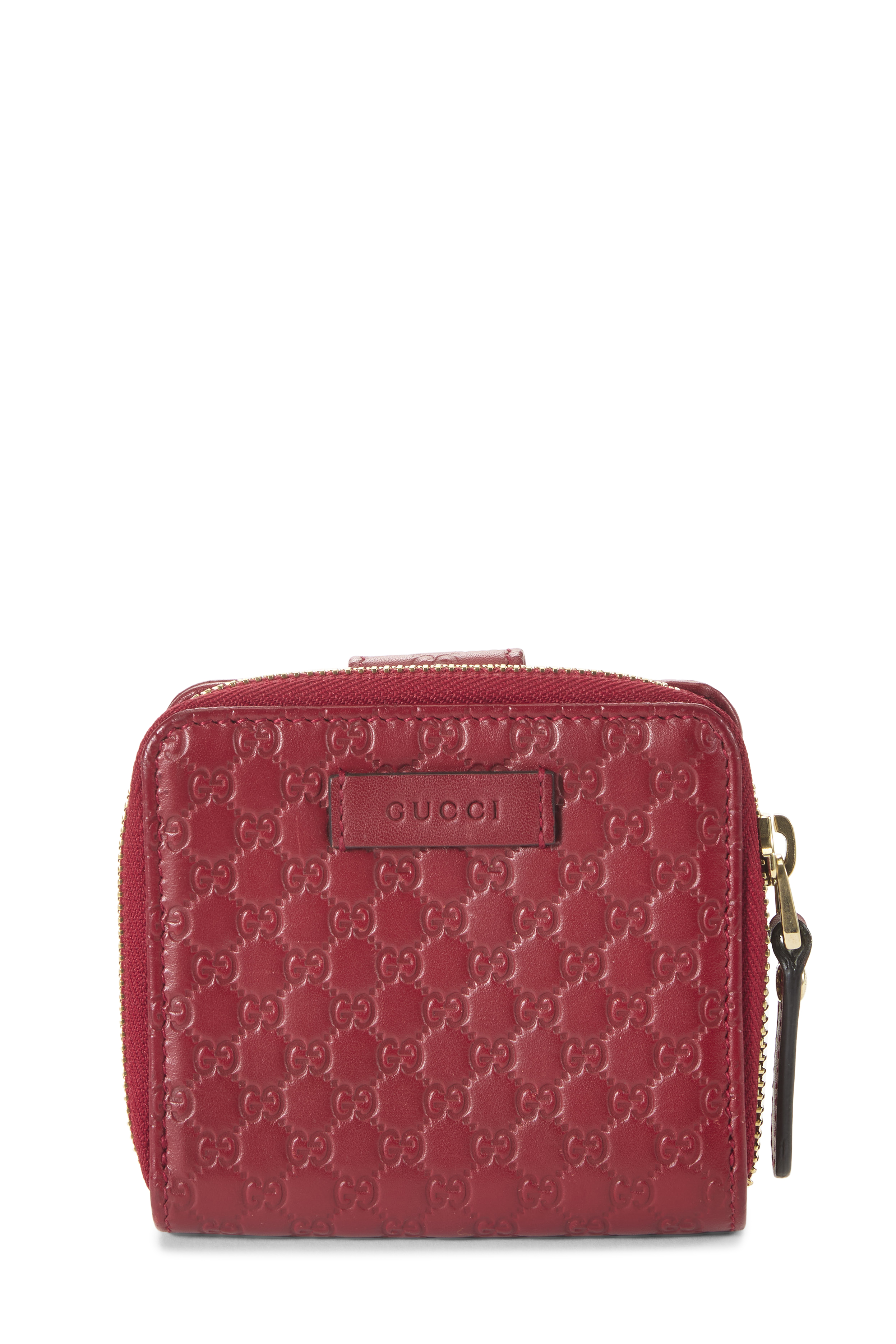 Women's Gucci Red Guccissima Leather French Compact Zip Wallet in Red