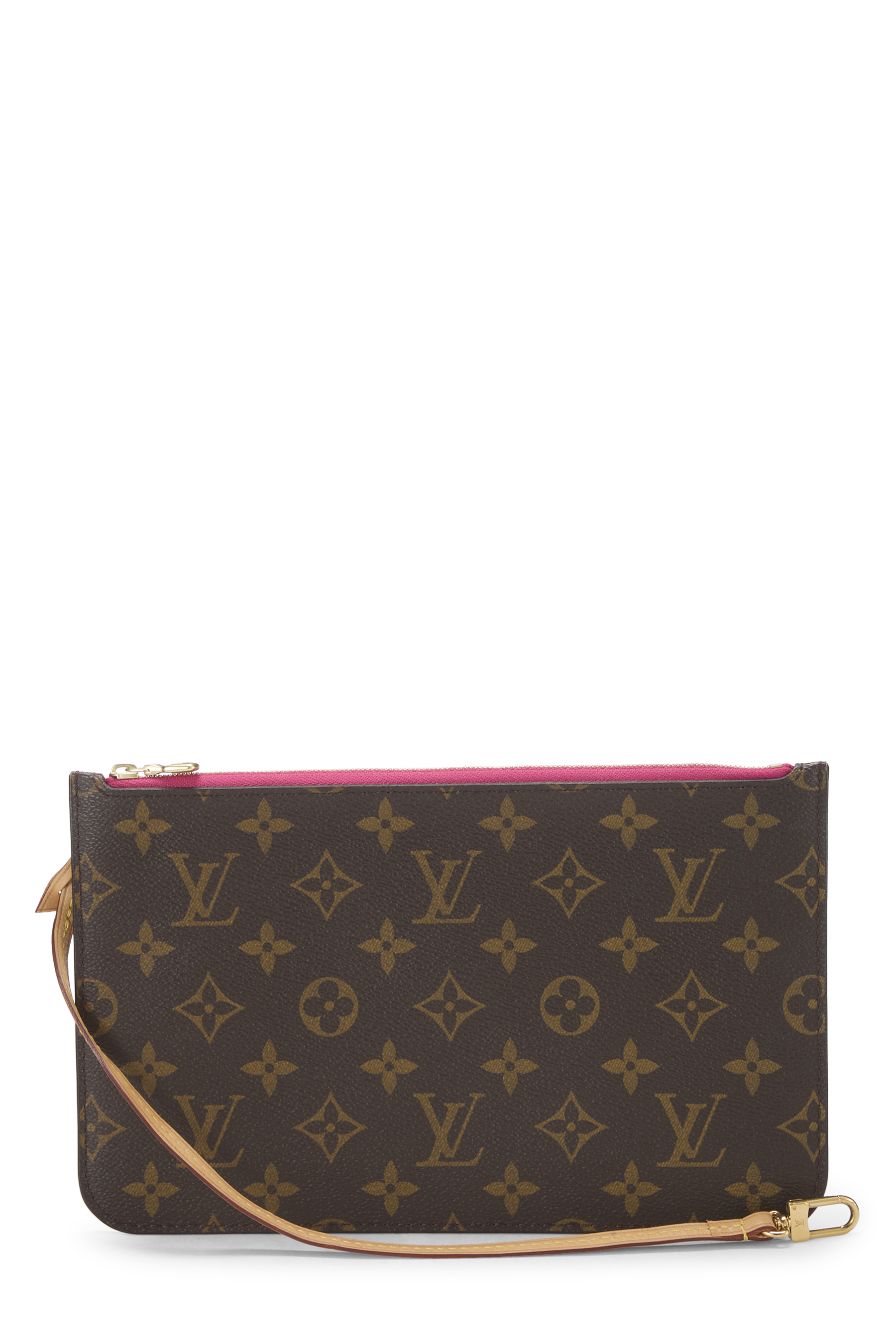 Women's Louis Vuitton Monogram Canvas Neverfull Pouch MM NM in Pink MM