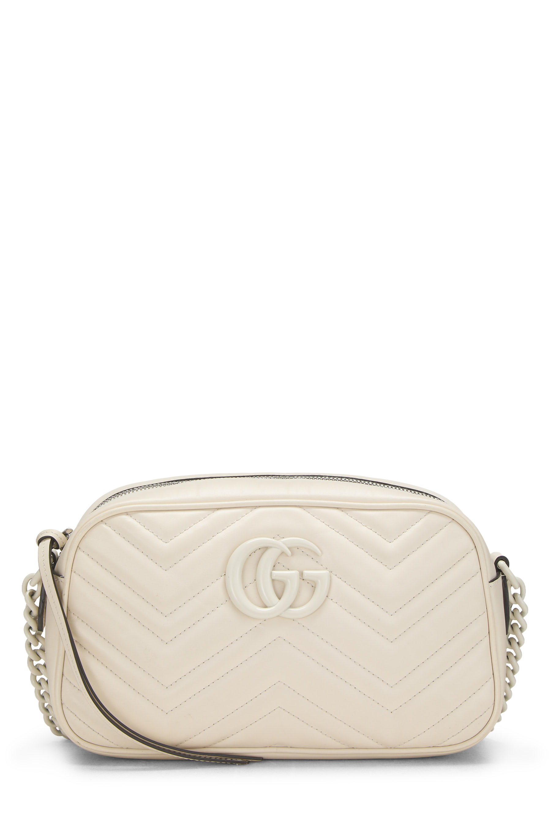 Women's Gucci White Leather GG Marmont Crossbody Bag Small in White Small