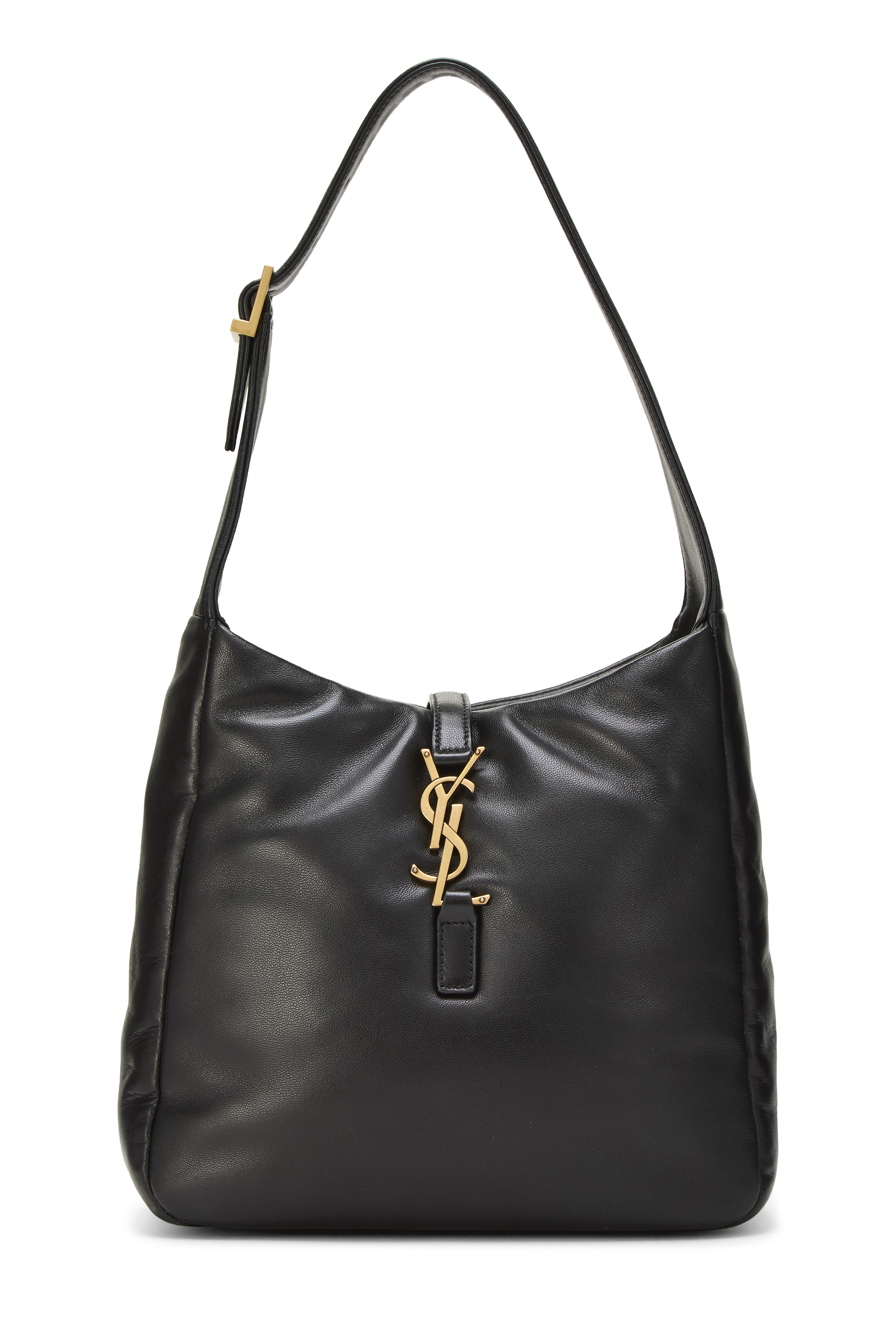 Women's Saint Laurent Black Calfskin Le 5 à 7 Soft Hobo Bag in Black