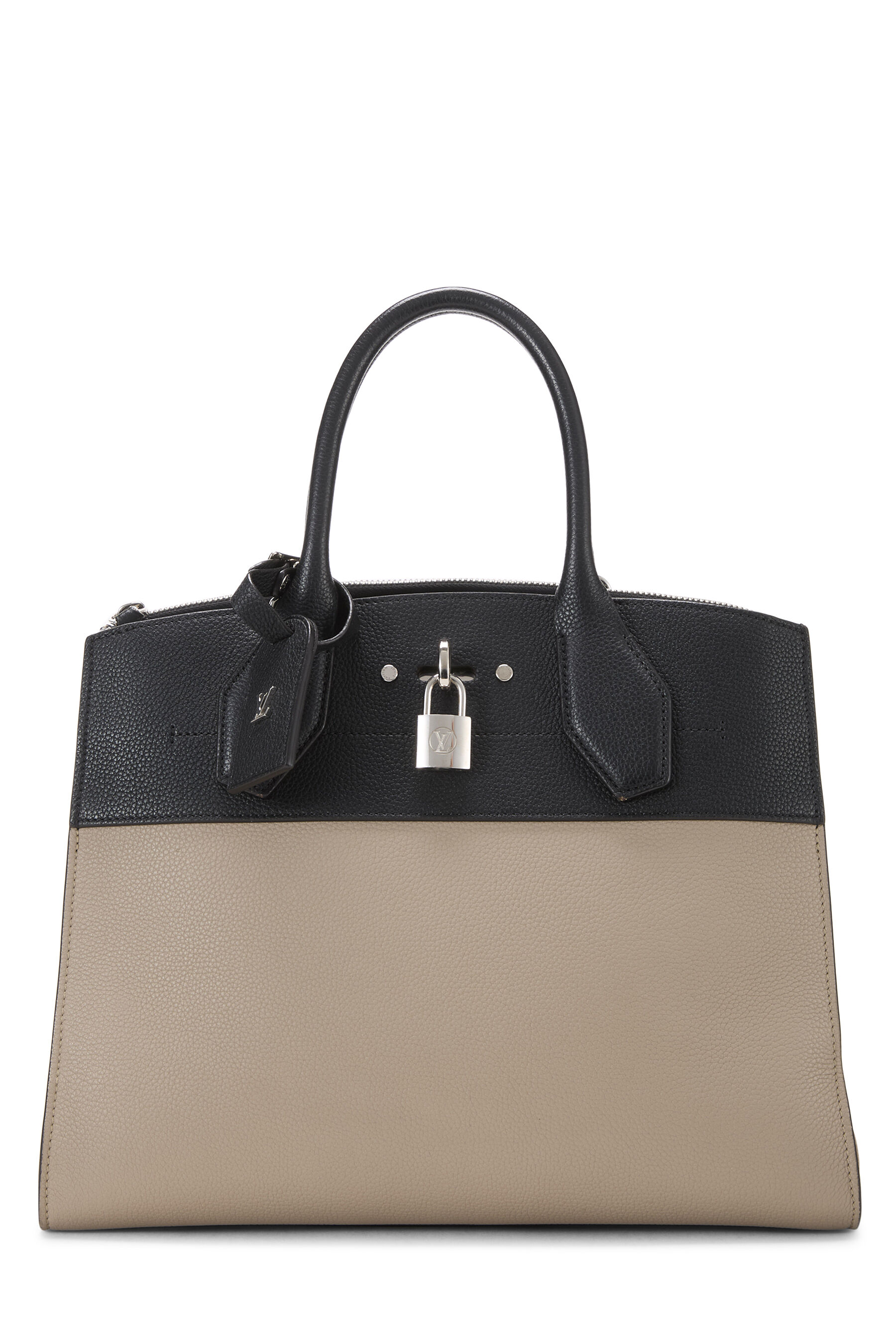Women's Louis Vuitton Beige & Black Two-Tone Calfskin City Steamer MM in Beige MM