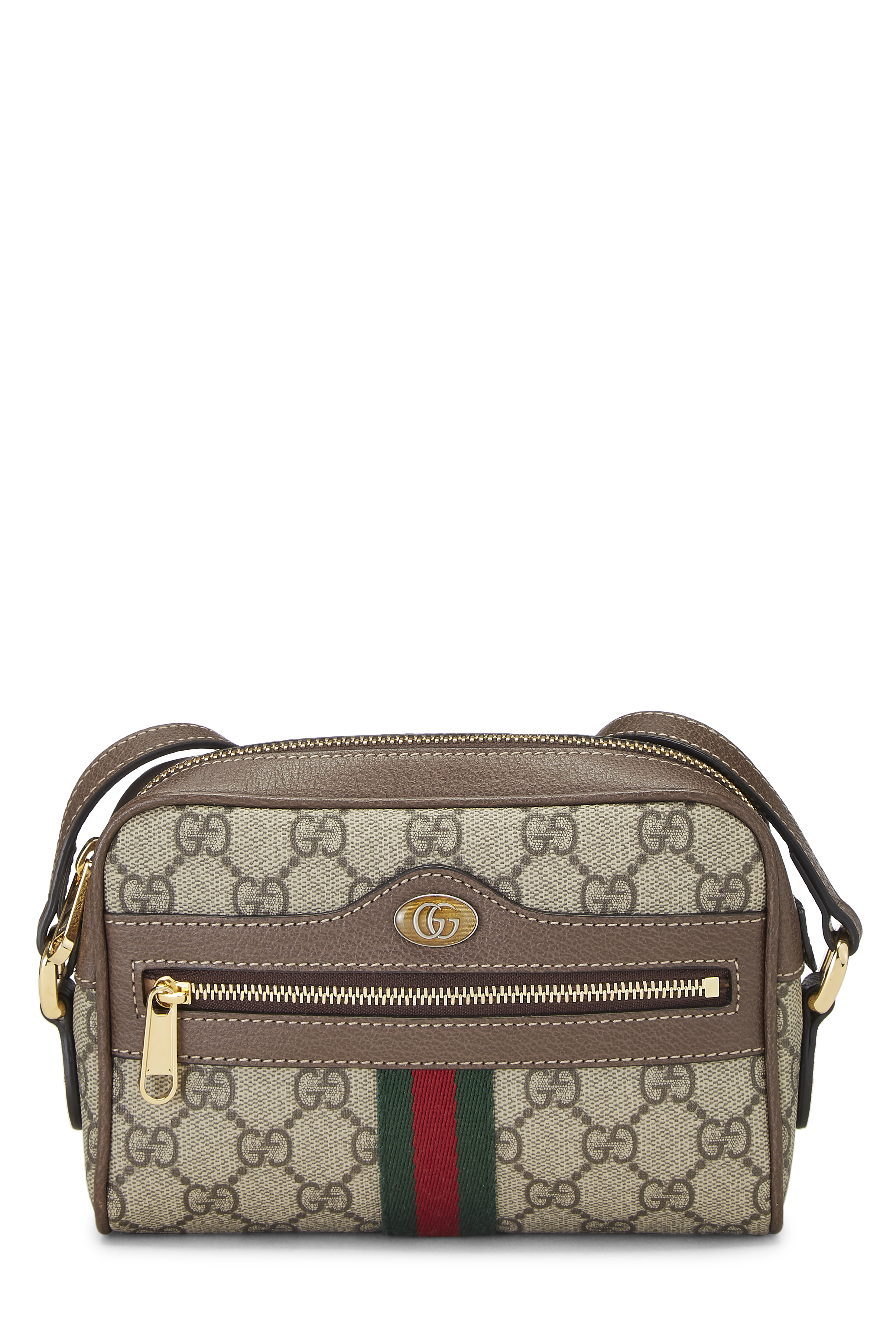 Women's Gucci Brown GG Supreme Canvas Web Ophidia Crossbody Mini in Brown Mini