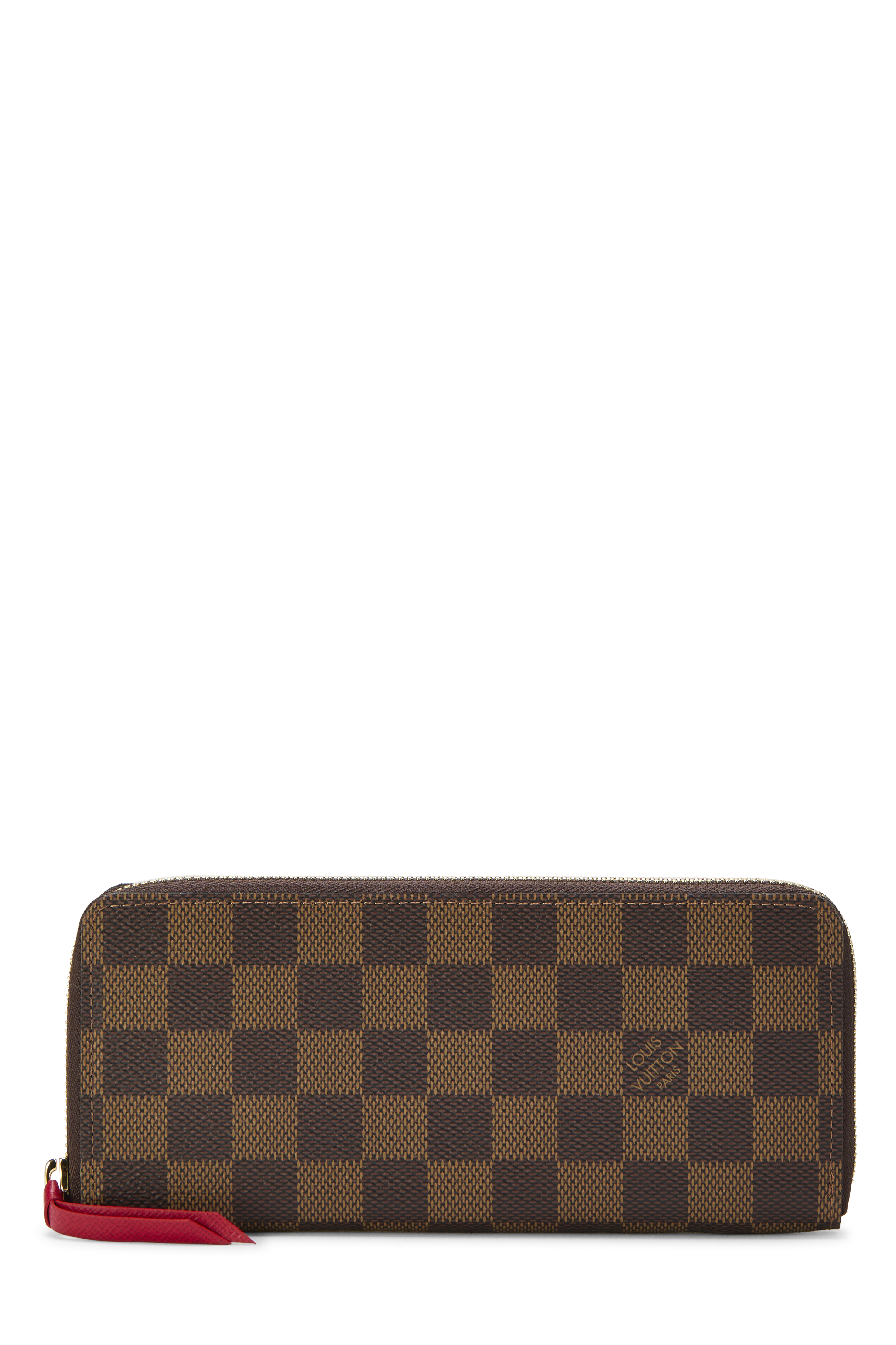 Women's Louis Vuitton Damier Ebene Clemence Wallet in Red