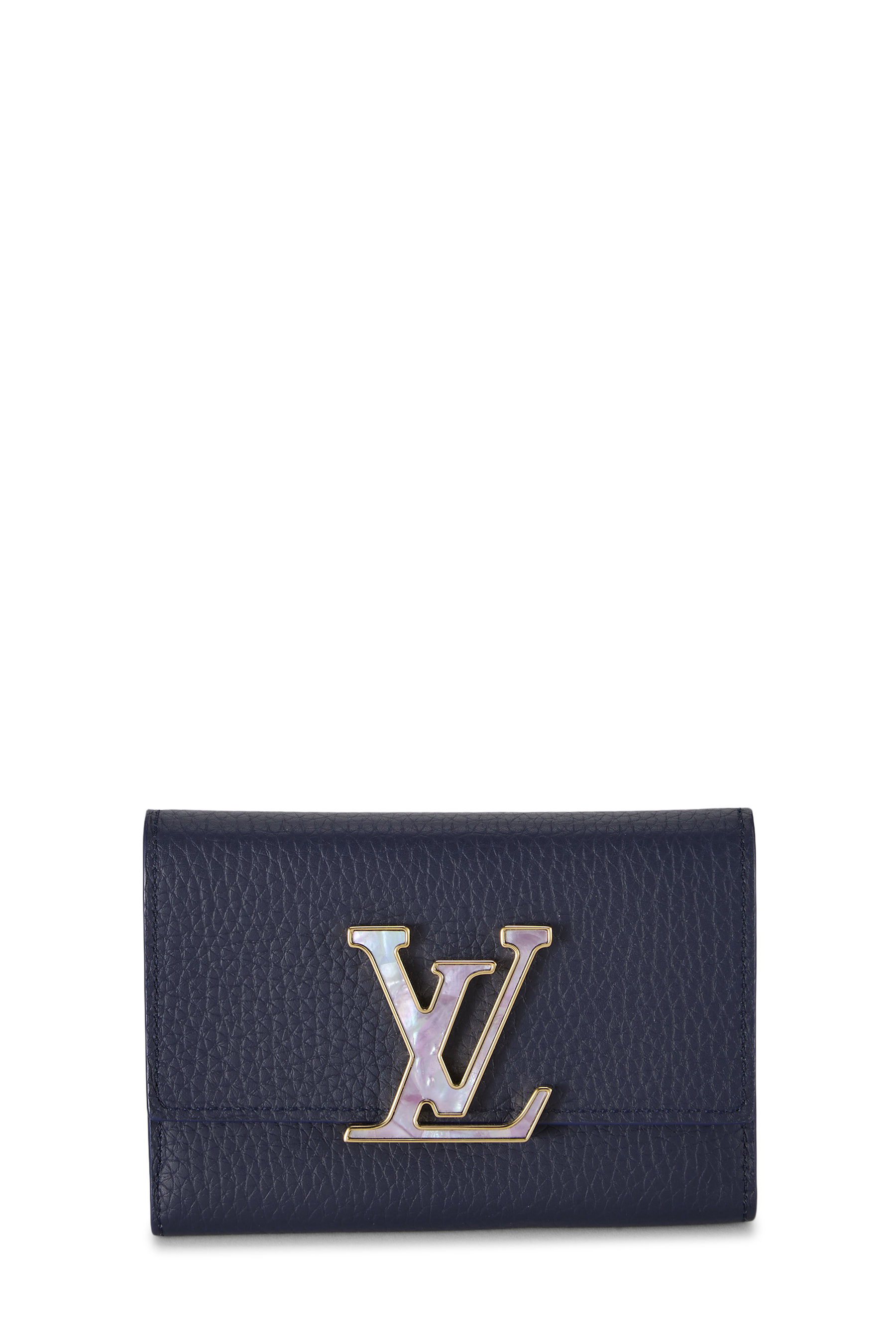 Women's Louis Vuitton Navy Taurillon Leather Capucines Wallet in Navy