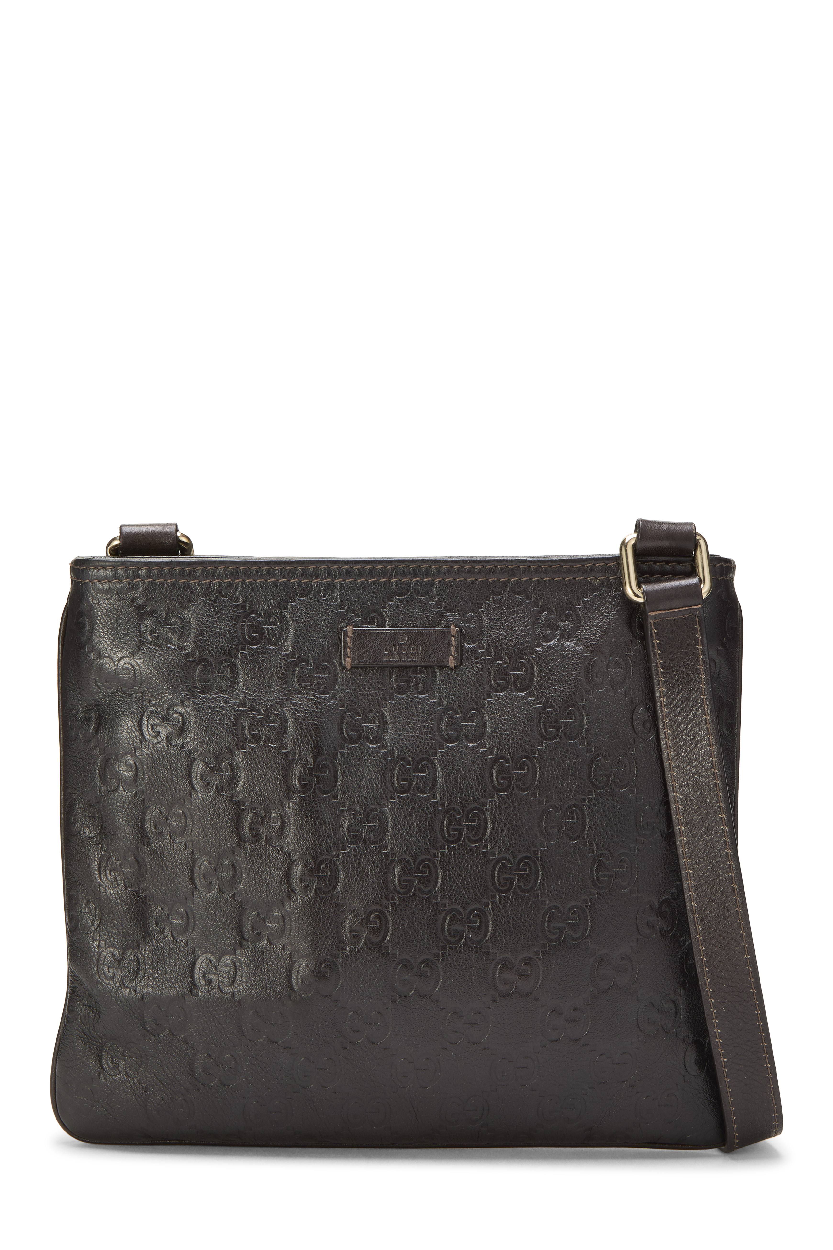 Women's Gucci Brown Guccissima Flat Messenger Small in Brown Small