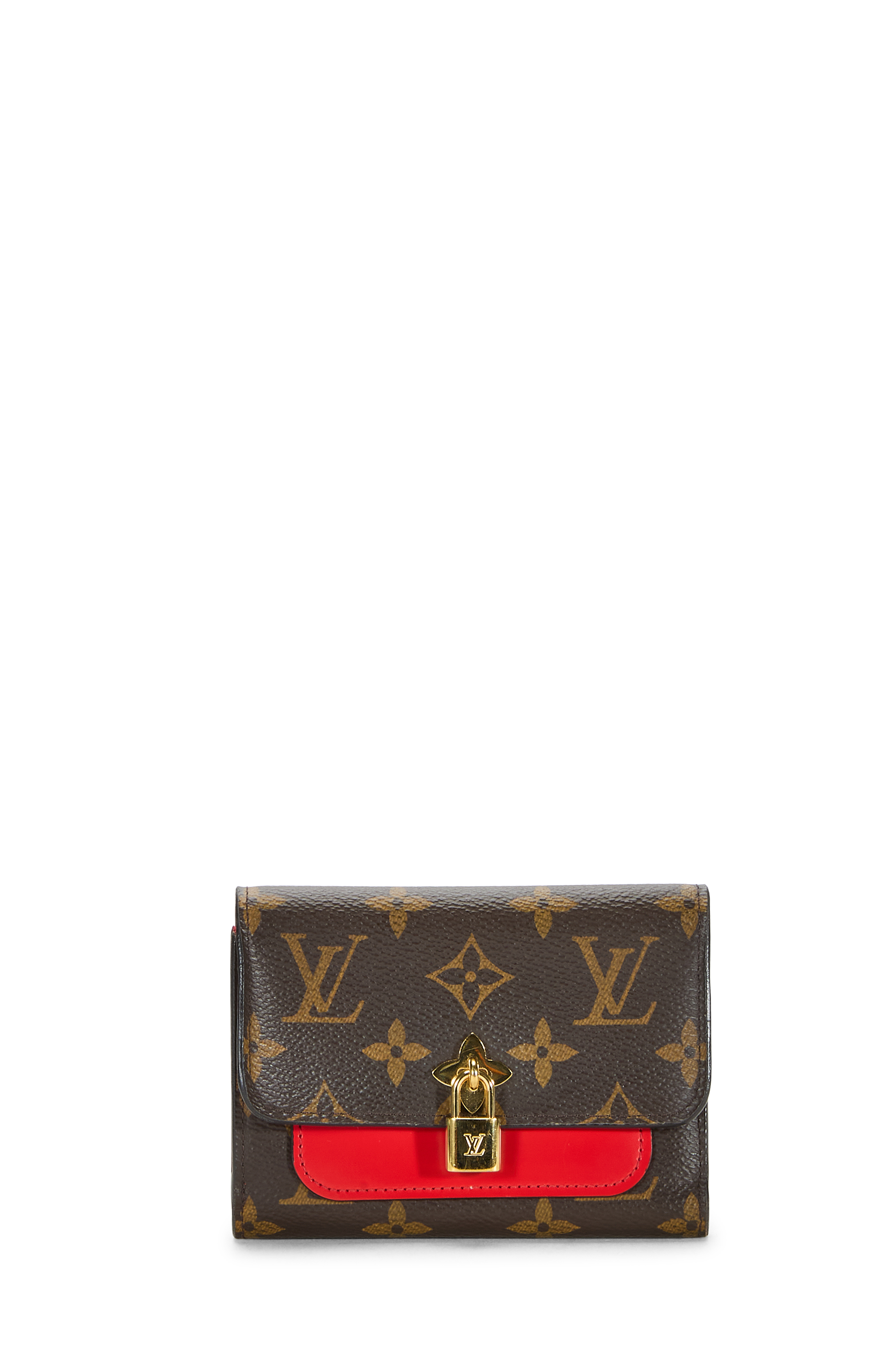 Women's Louis Vuitton Red Monogram Canvas Flore Compact Wallet in Red