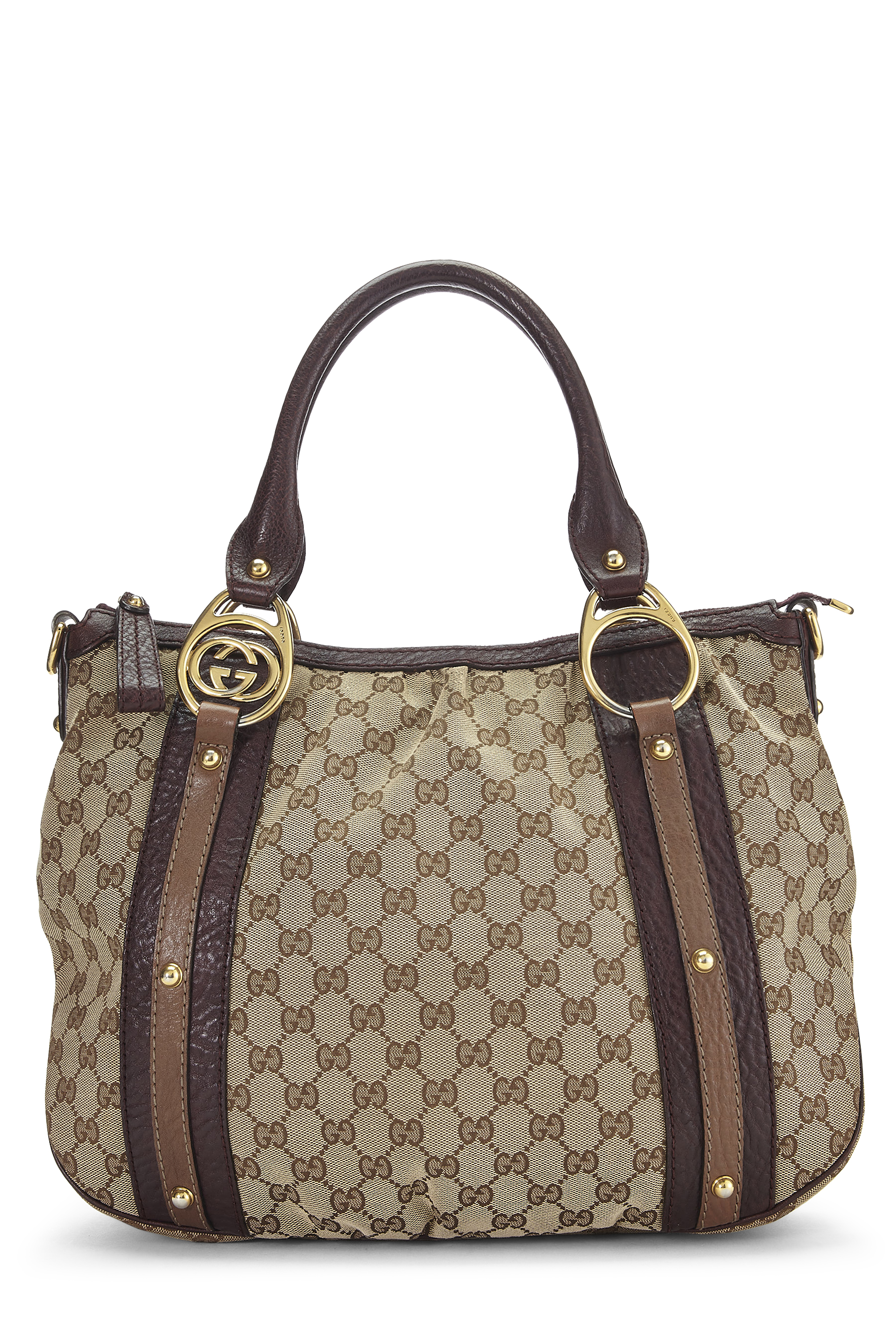Women's Gucci Original GG Canvas Interlocking Handbag Large in Brown Large