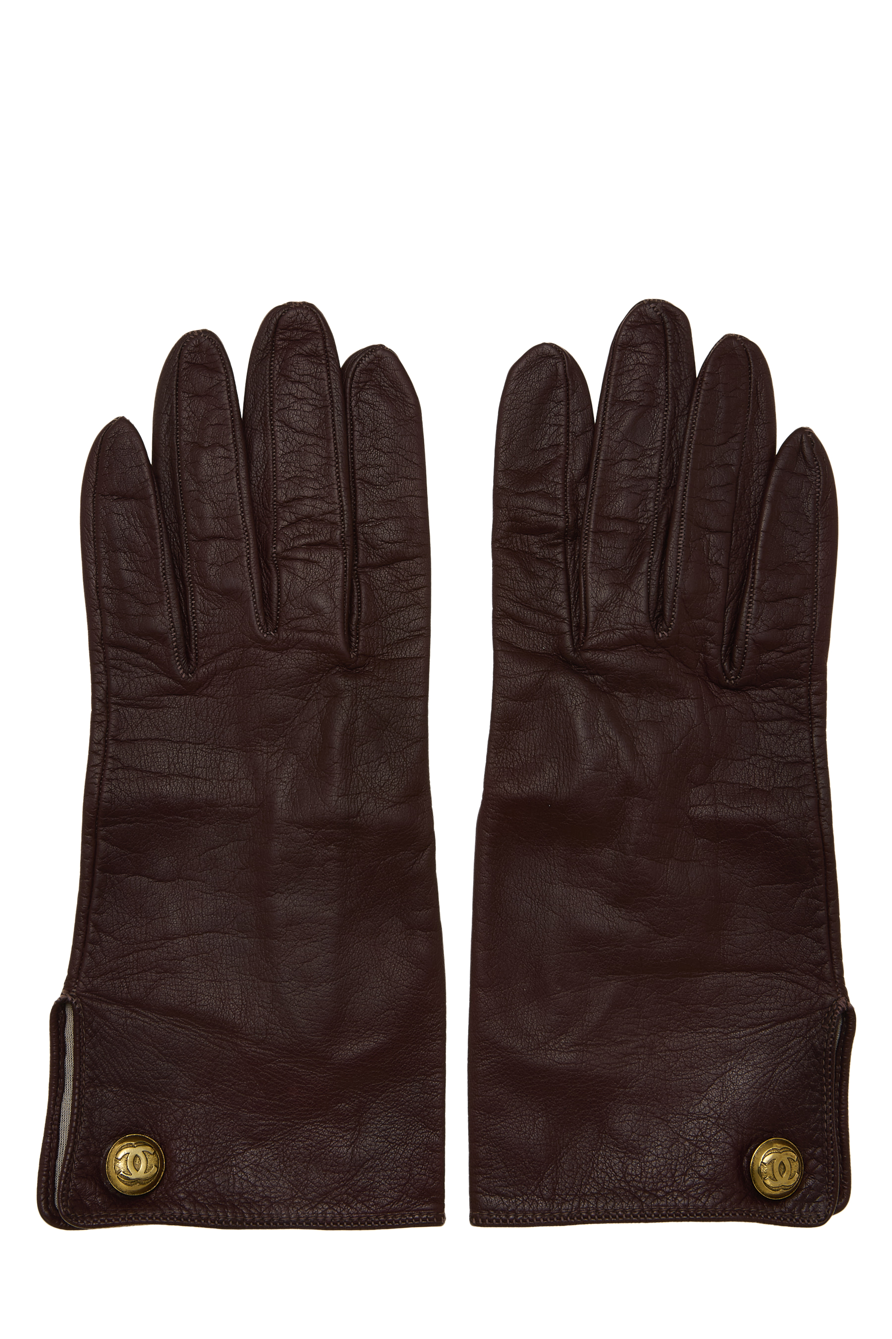 Women's Suede Chanel Burgundy Lambskin Gloves in Red