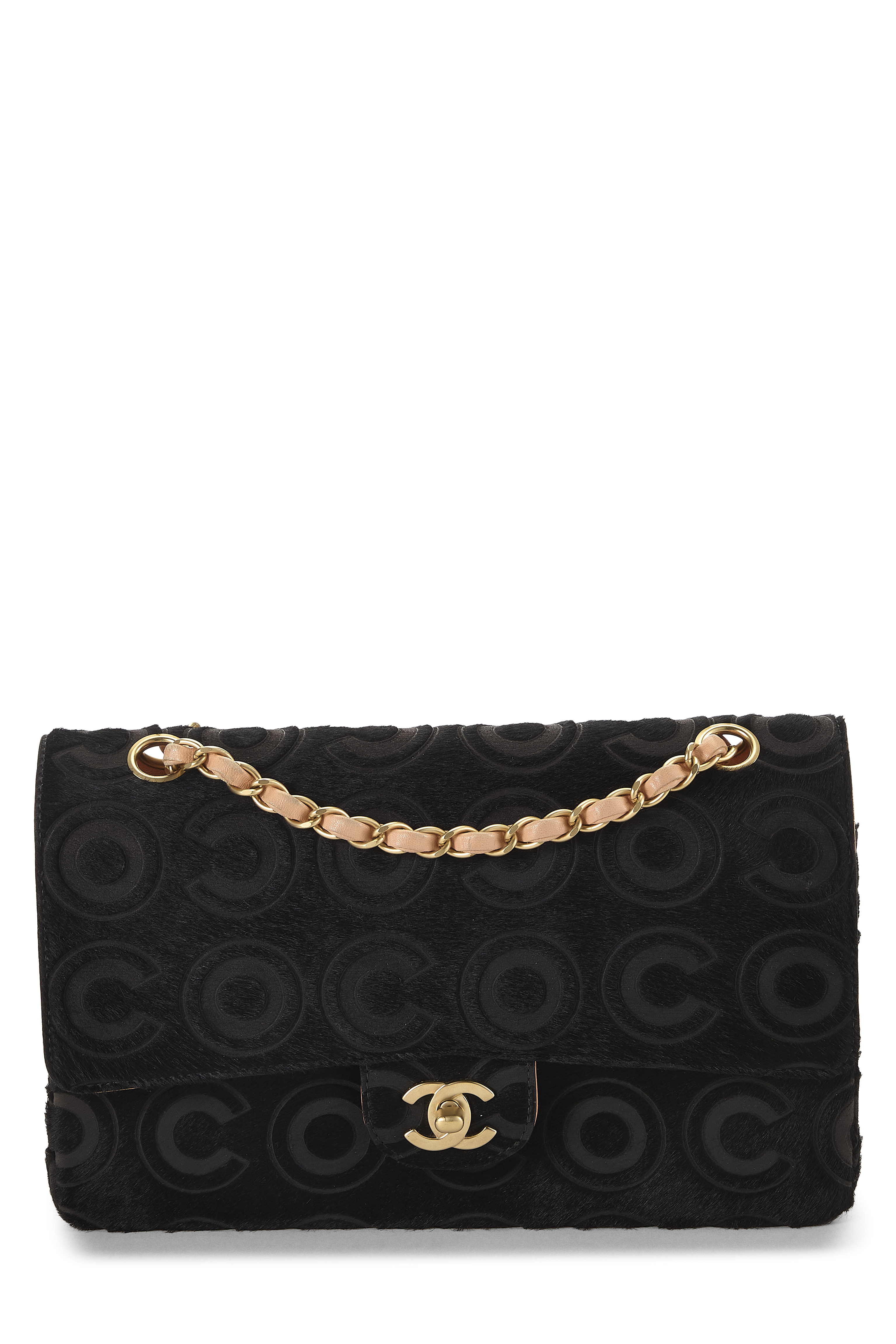 Women's Chanel Black Ponyhair Classic Double Flap Medium in Black 10"
