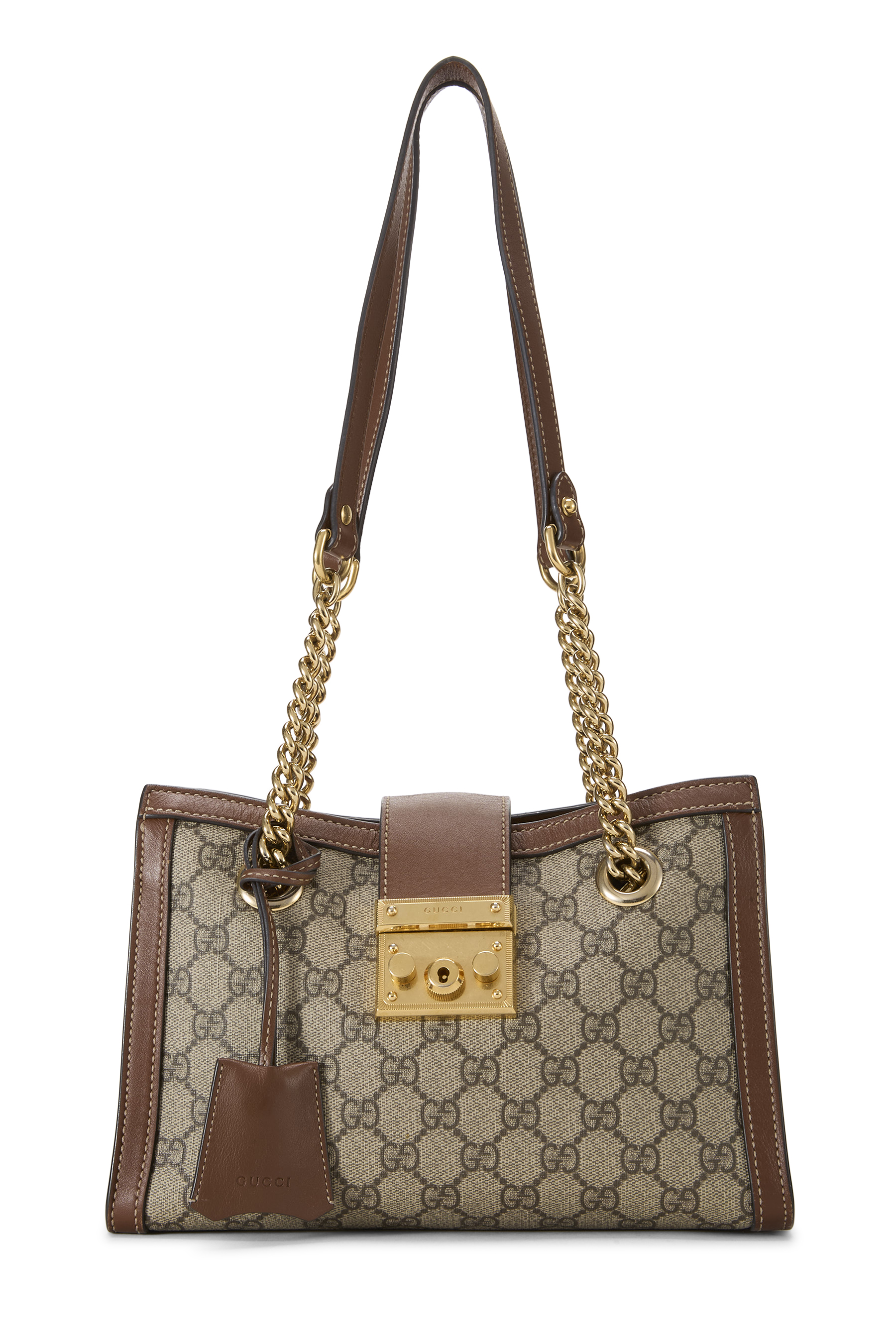 Women's Gucci Brown GG Supreme Padlock Tote Small in Brown Small