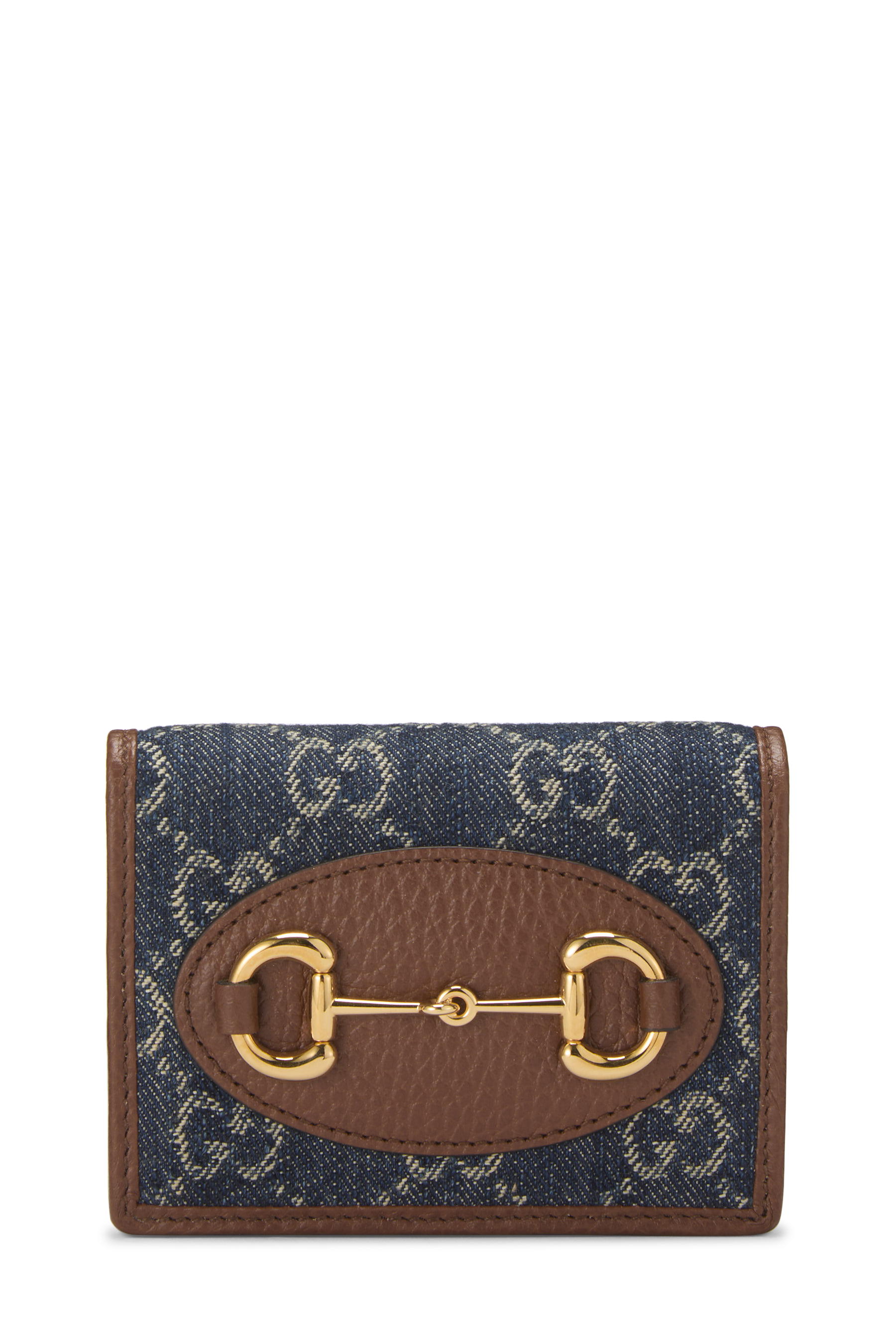 Women's Gucci Blue GG Denim Horsebit Compact Wallet in Blue