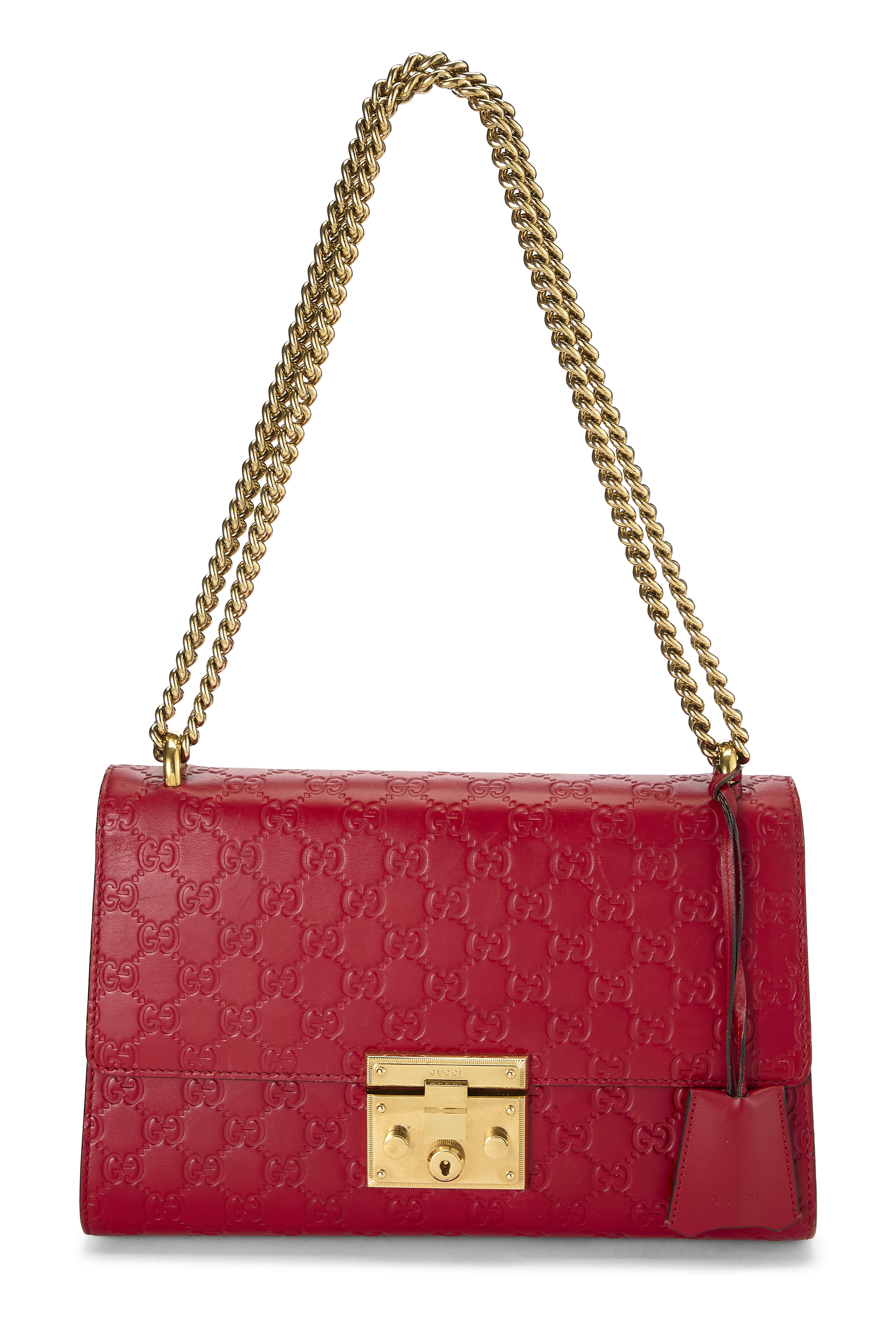 Women's Gucci Red Guccissima Padlock Shoulder Bag Medium in Red Medium