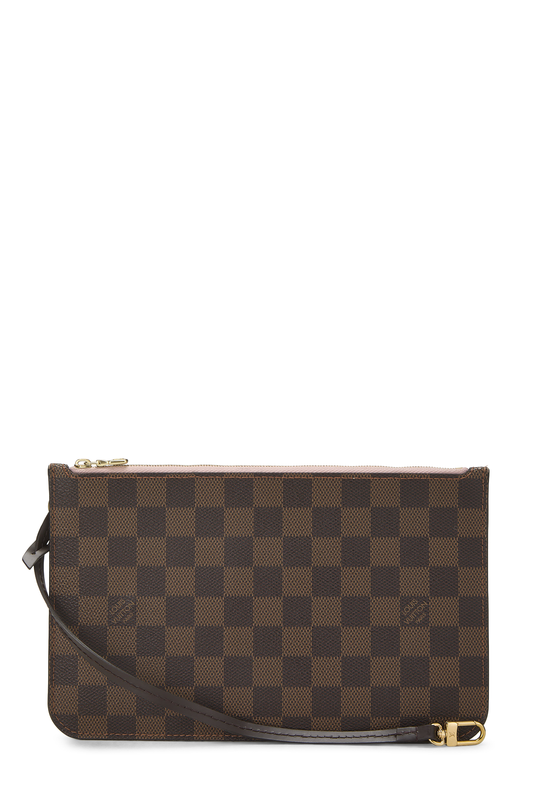 Women's Louis Vuitton Damier Ebene Neverfull Pouch MM NM in Pink MM