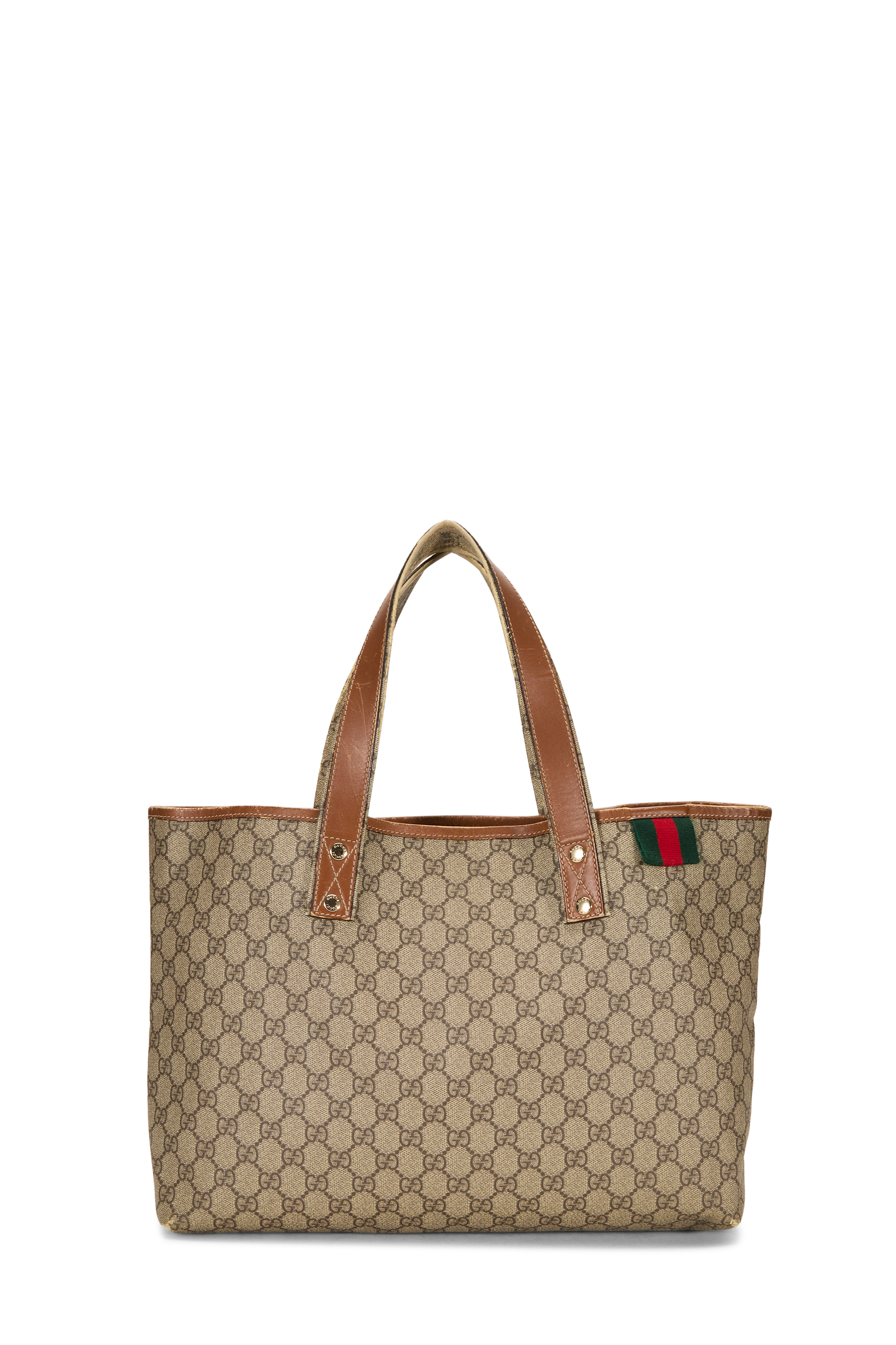 Women's Gucci Original GG Supreme Canvas Web Loop Tote in Brown