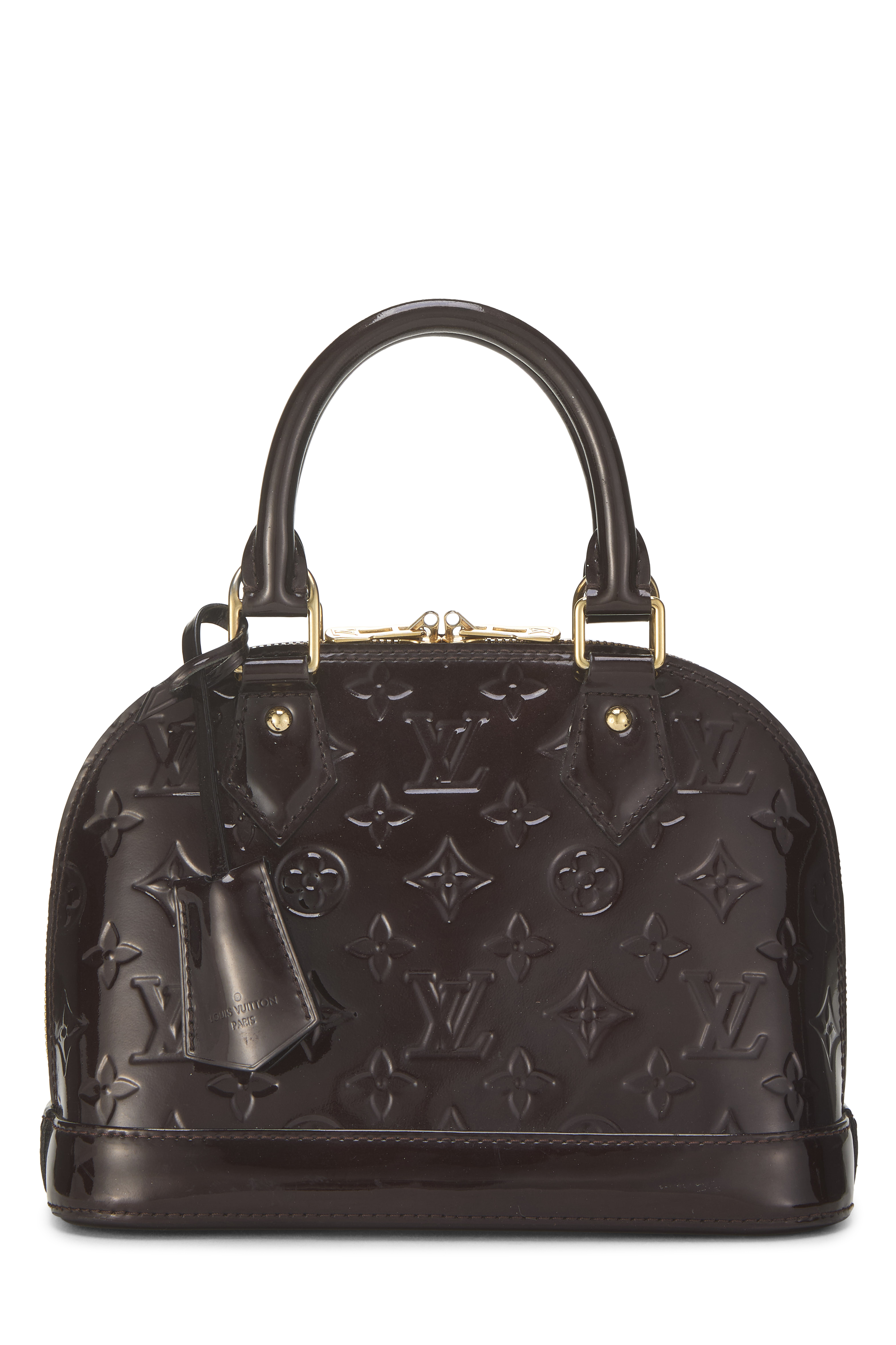 Women's Louis Vuitton Amarante Monogram Vernis Alma BB in Burgundy BB