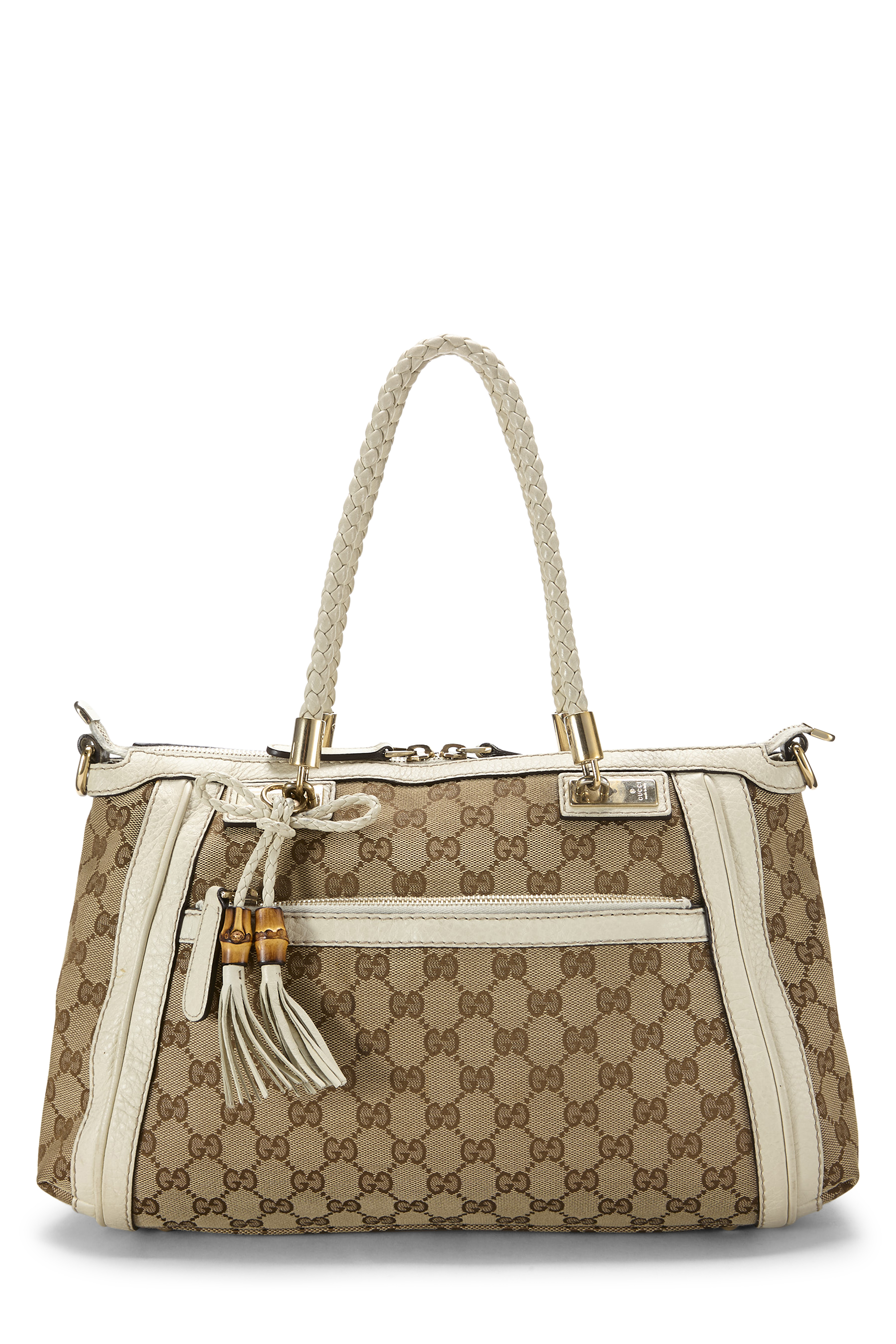 Women's Gucci Original GG Canvas Bella Zip Tote in White