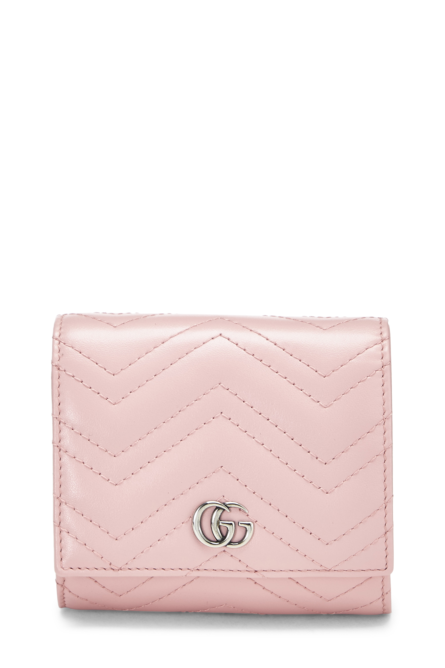 Women's Gucci Pink Leather GG Marmont Card Case in Pink