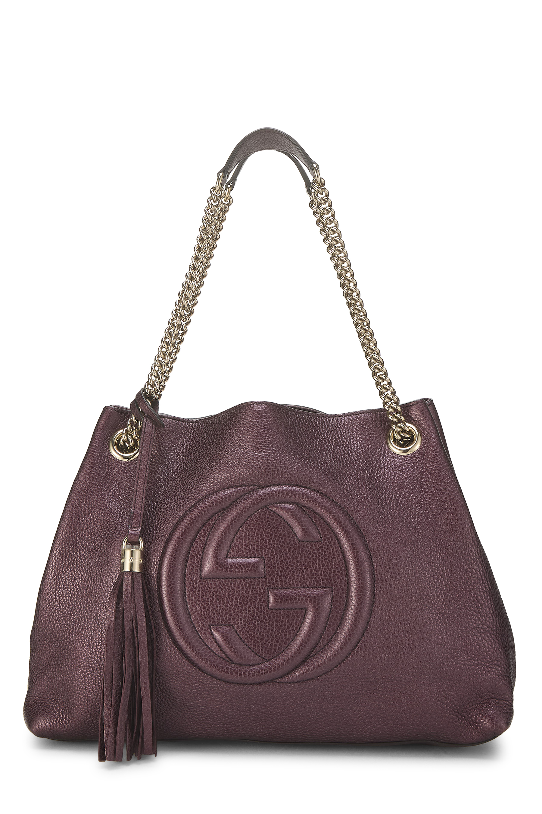 Women's Gucci Purple Leather Soho Chain Tote in Purple