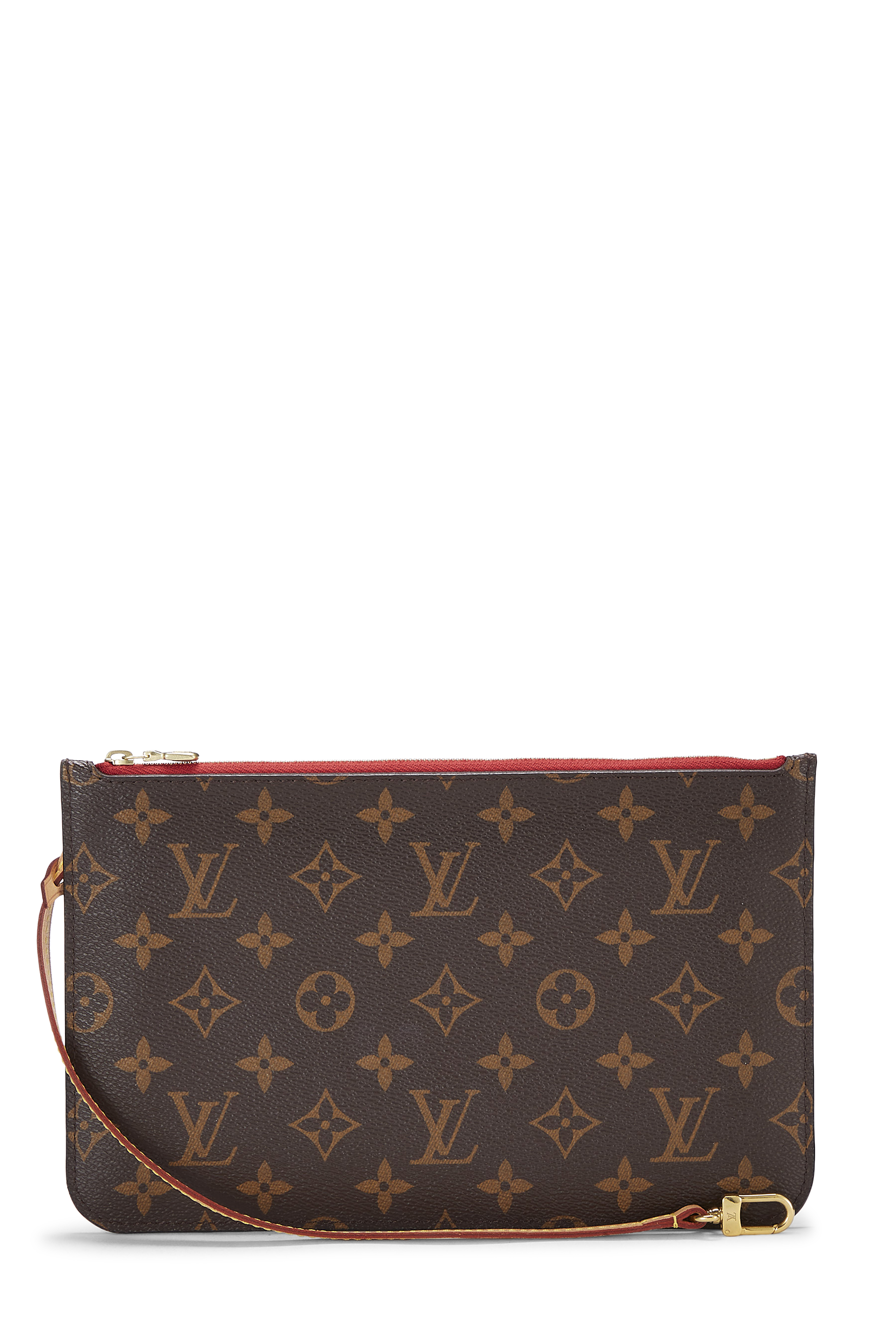 Women's Louis Vuitton Monogram Canvas Neverfull Pouch MM NM in Red MM