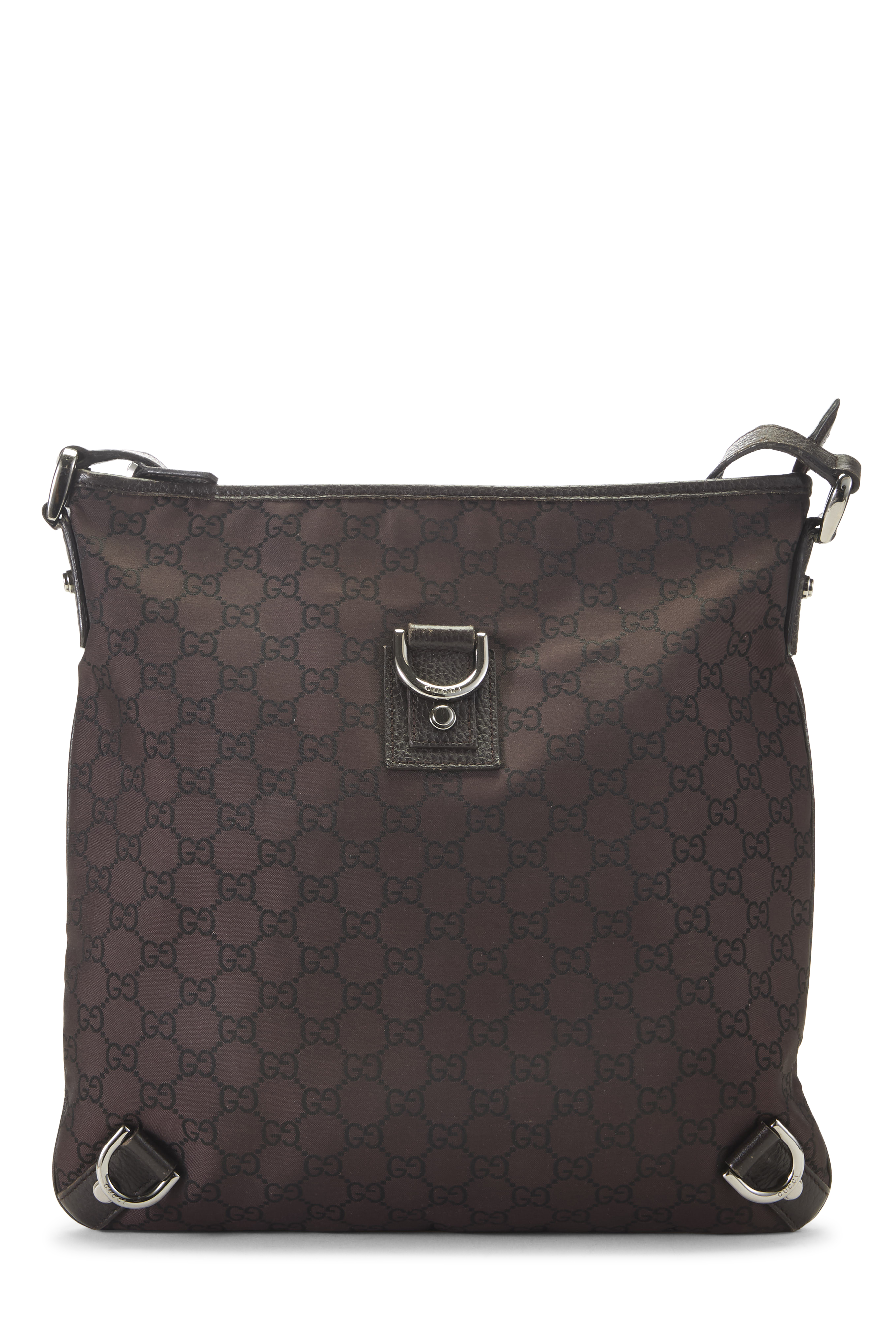 Women's Gucci Brown GG Nylon D-Ring Abbey Messenger in Brown