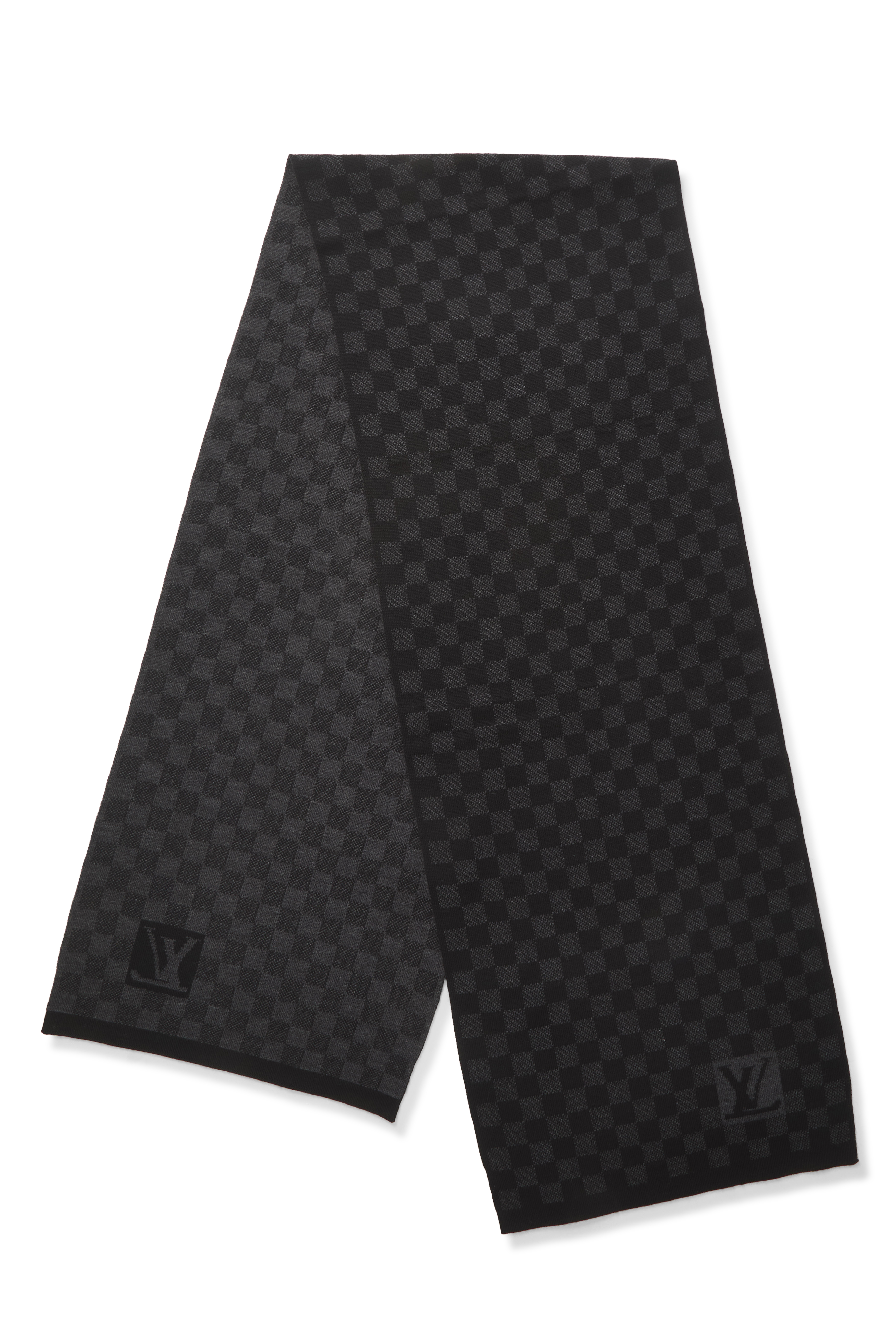 Women's Louis Vuitton Black Damier Wool Muffler in Black