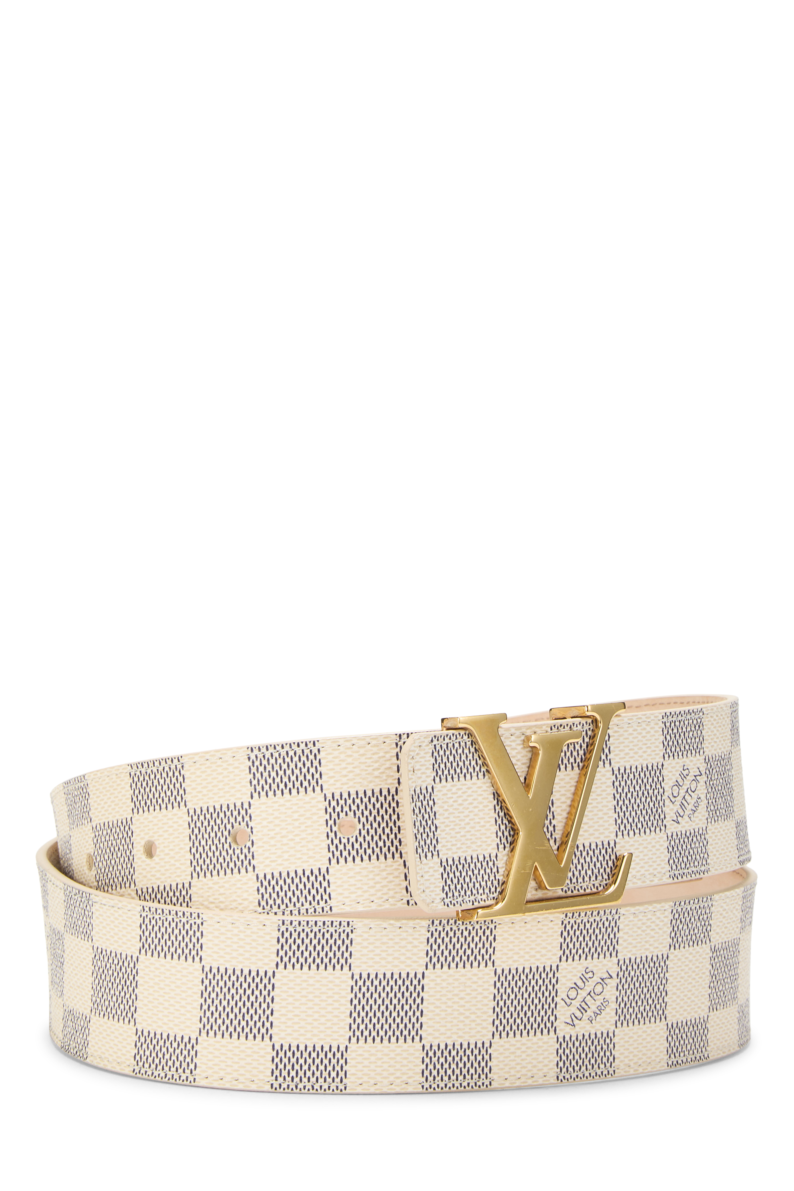 Women's Louis Vuitton Damier Azur 'LV' Initiales Belt 100 in White