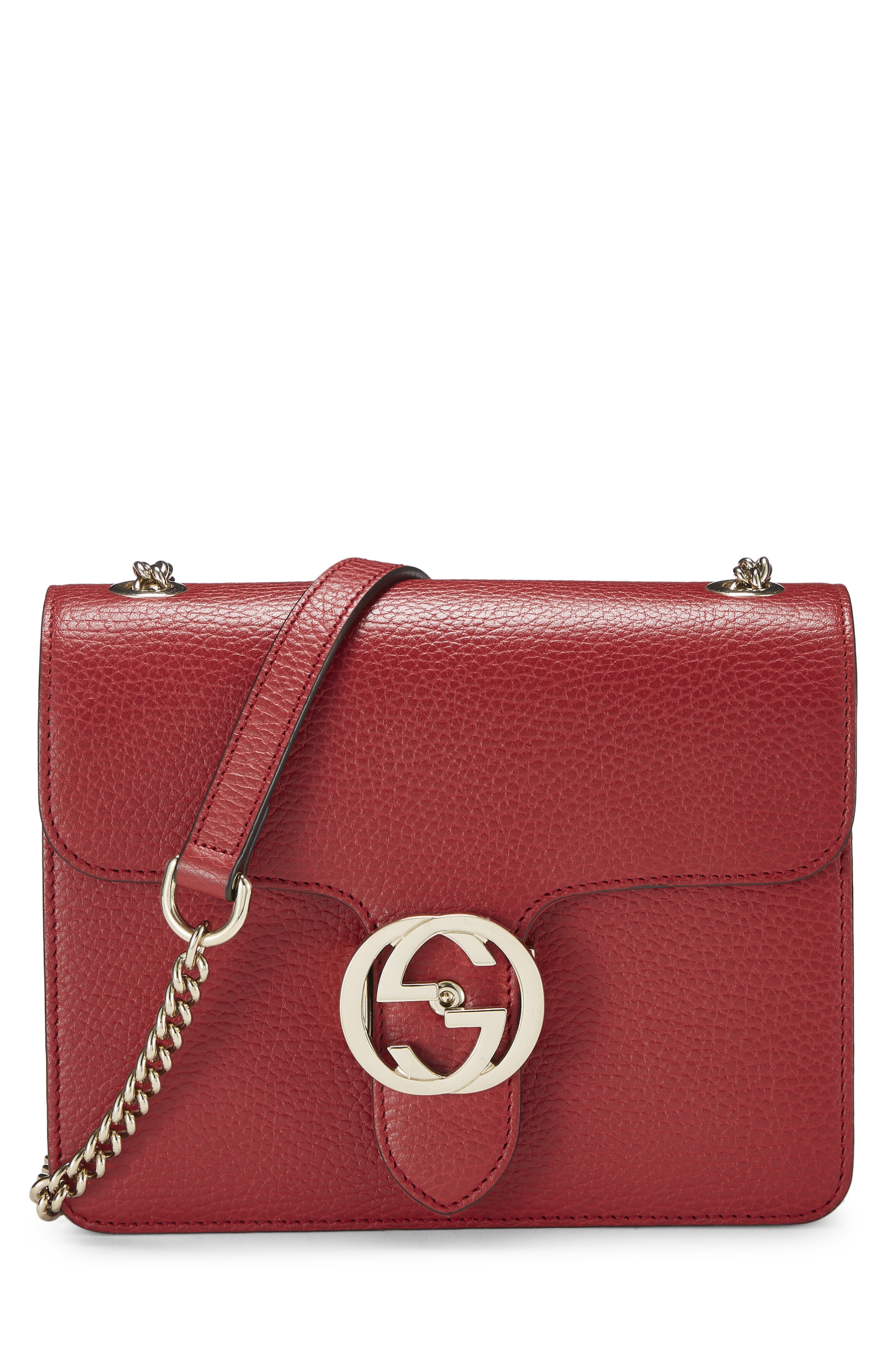 Women's Gucci Red Leather Interlocking Crossbody Small in Red Small