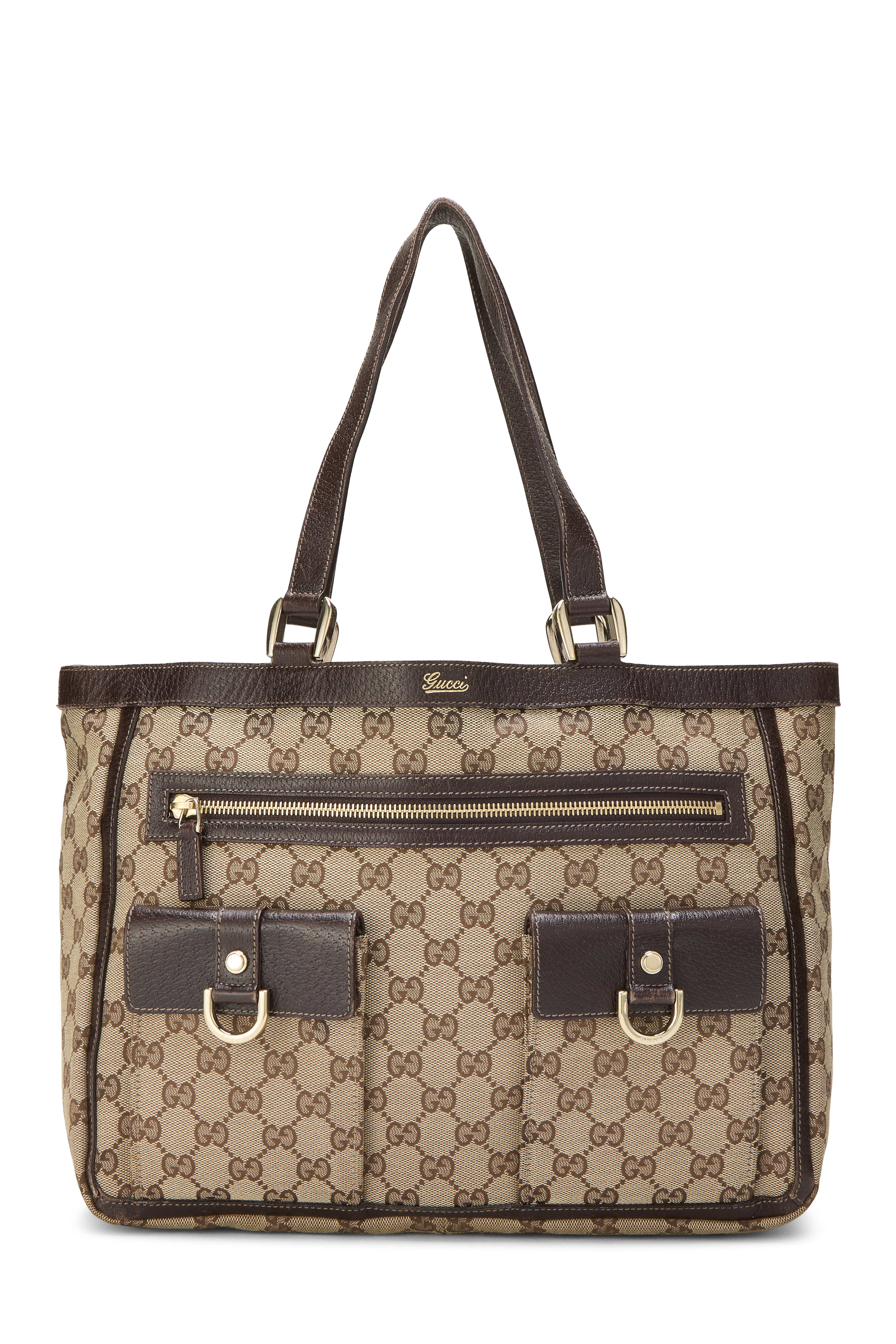 Women's Gucci Brown GG Canvas Abbey Pocket Tote in Brown