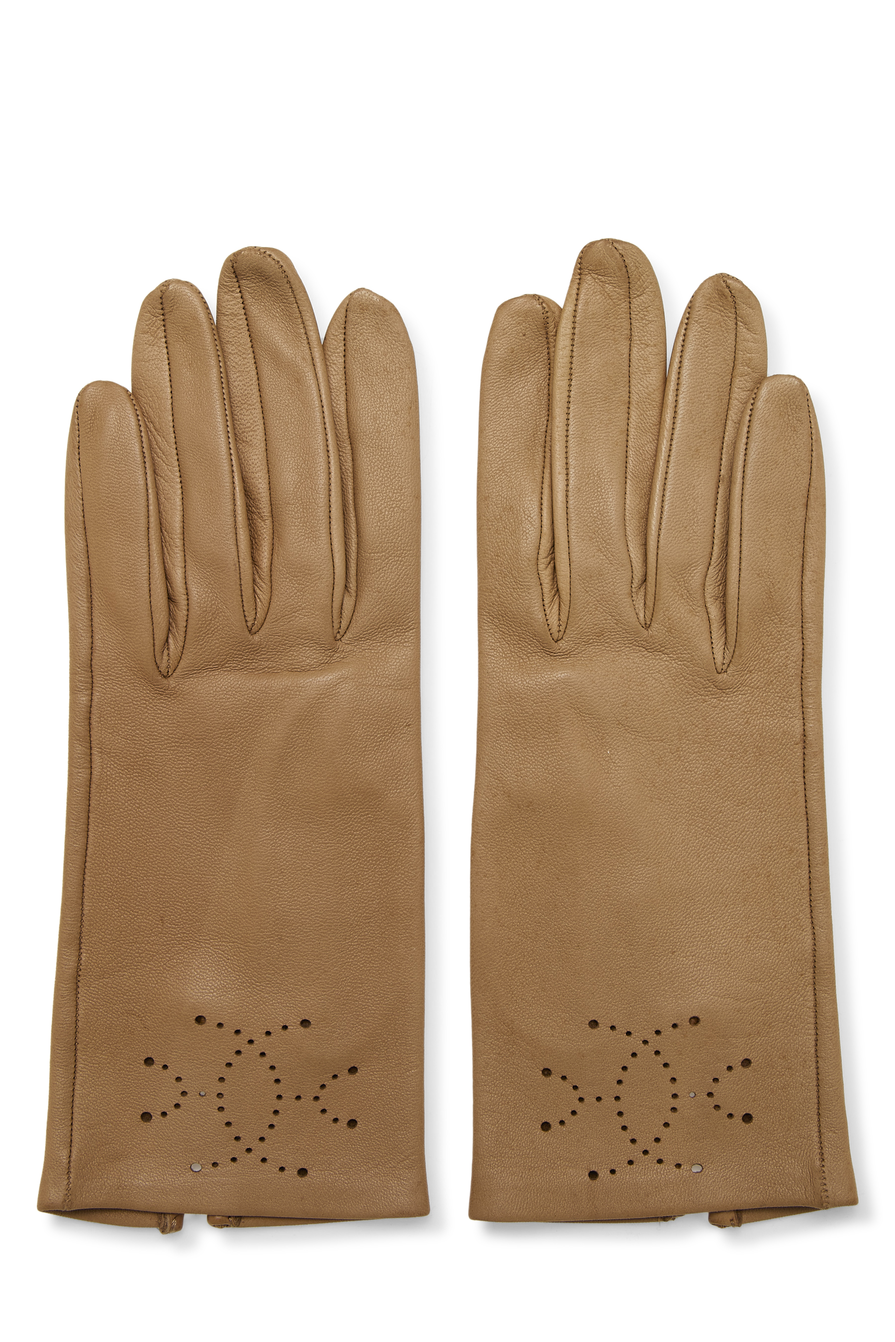 Women's Hermès Brown Leather Gloves in Brown