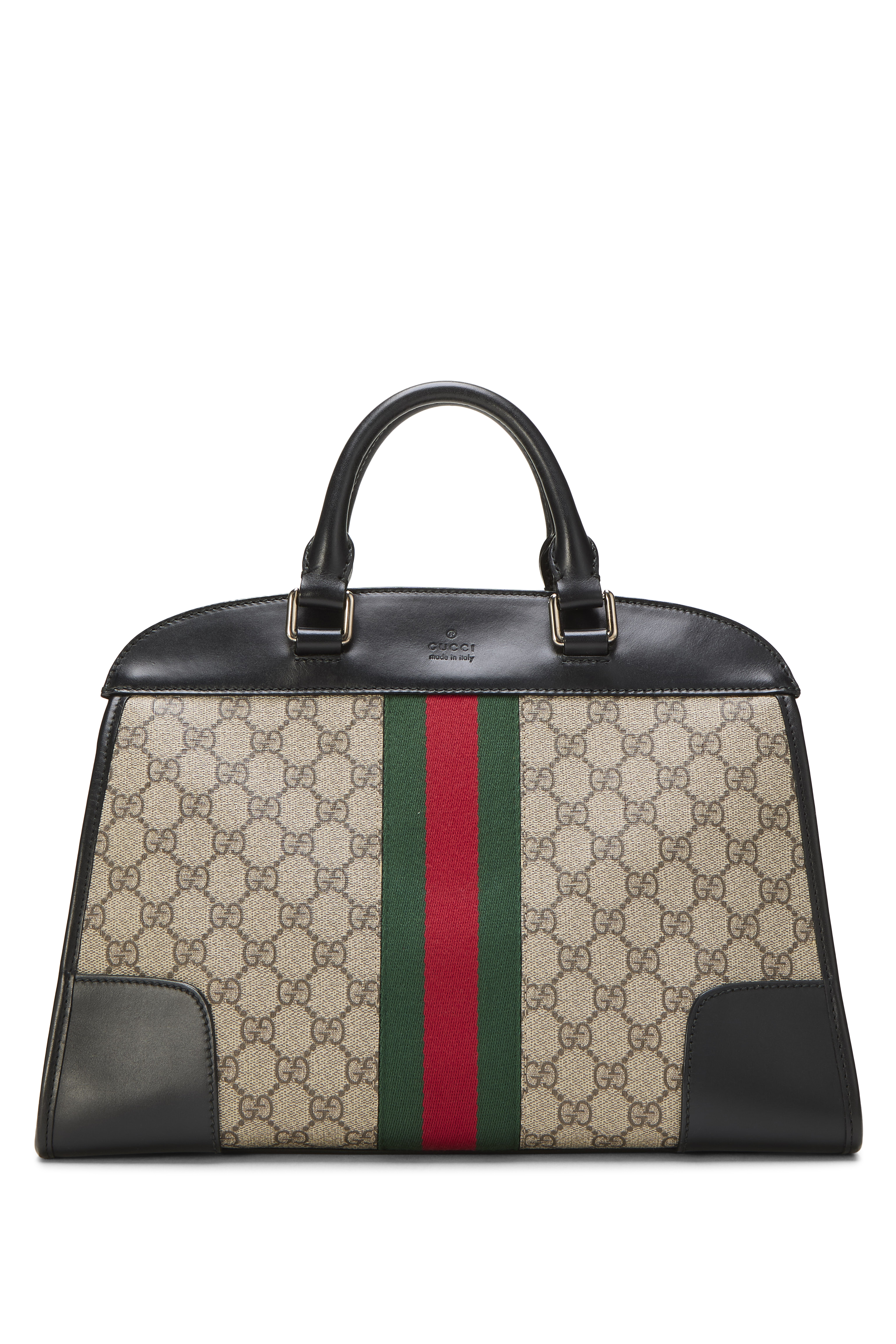 Women's Gucci Black Original GG Supreme Canvas Web Dome Bag in Black