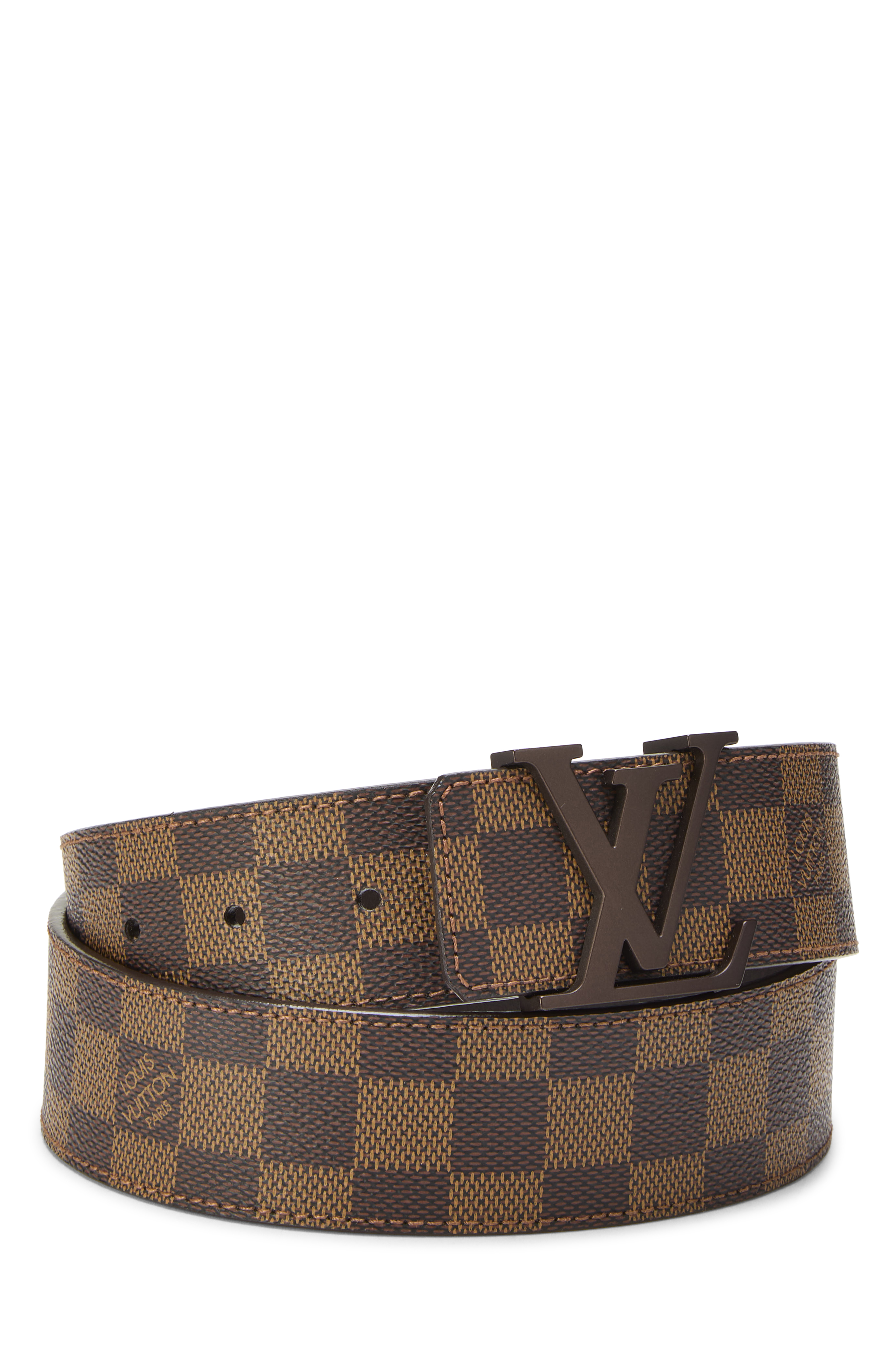 Women's Louis Vuitton Damier Ebene Ceinture Initiales 85 in Brown