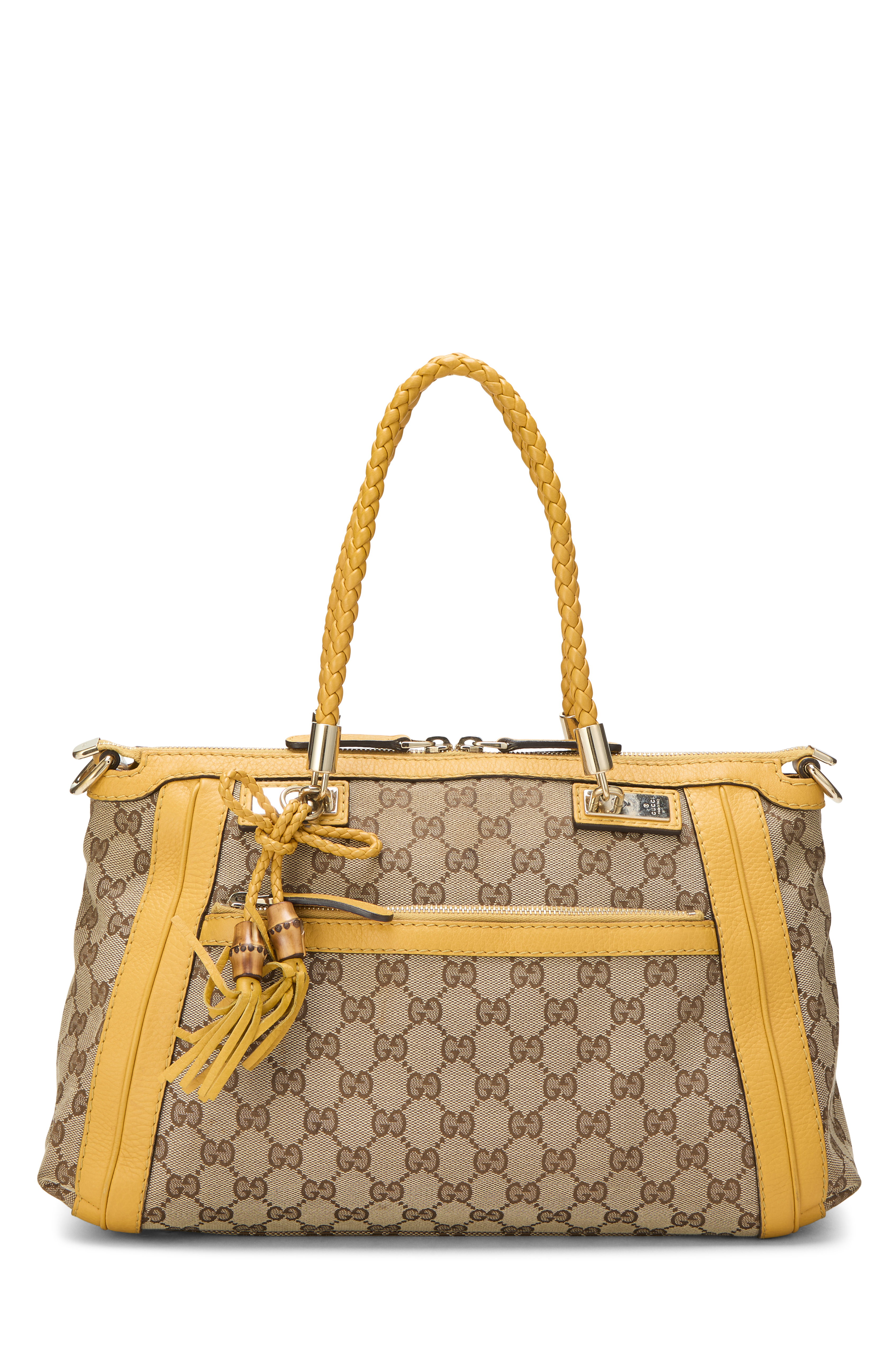 Women's Gucci Yellow Original GG Canvas Bella Zip Tote in Yellow