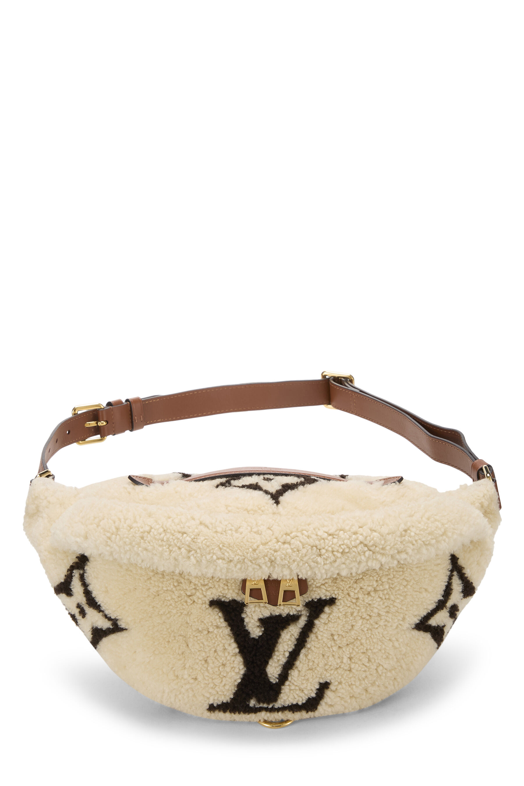 Women's Louis Vuitton Natural Shearling Monogram Teddy Bumbag in Brown