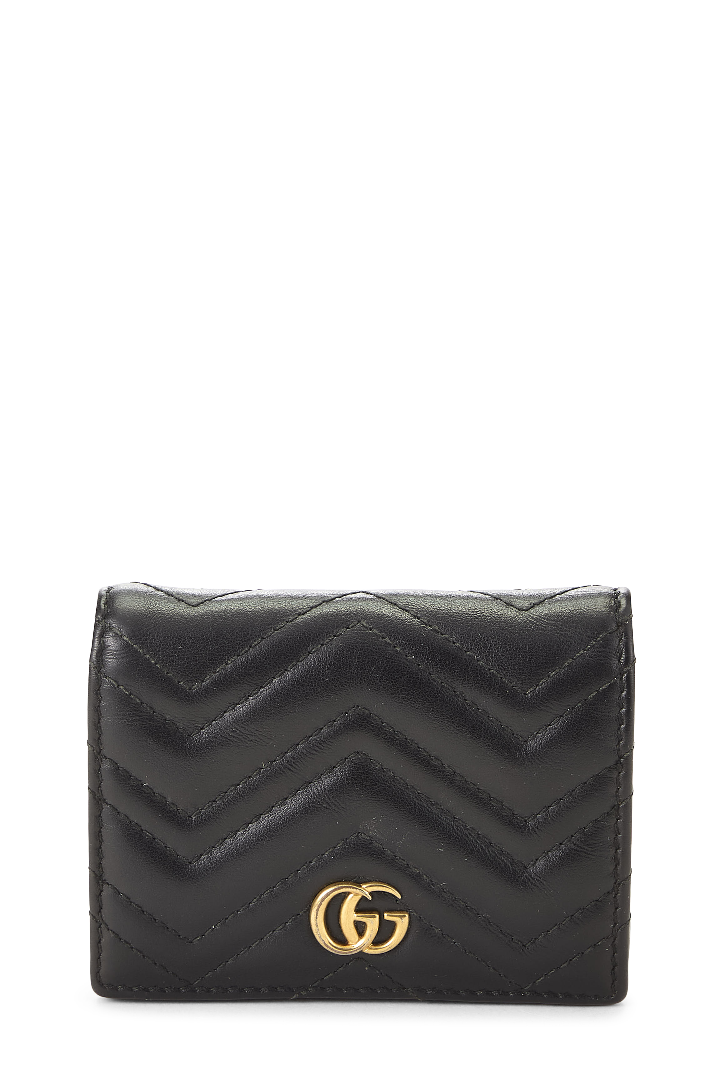 Women's Gucci Black Leather GG Marmont Card Case in Black