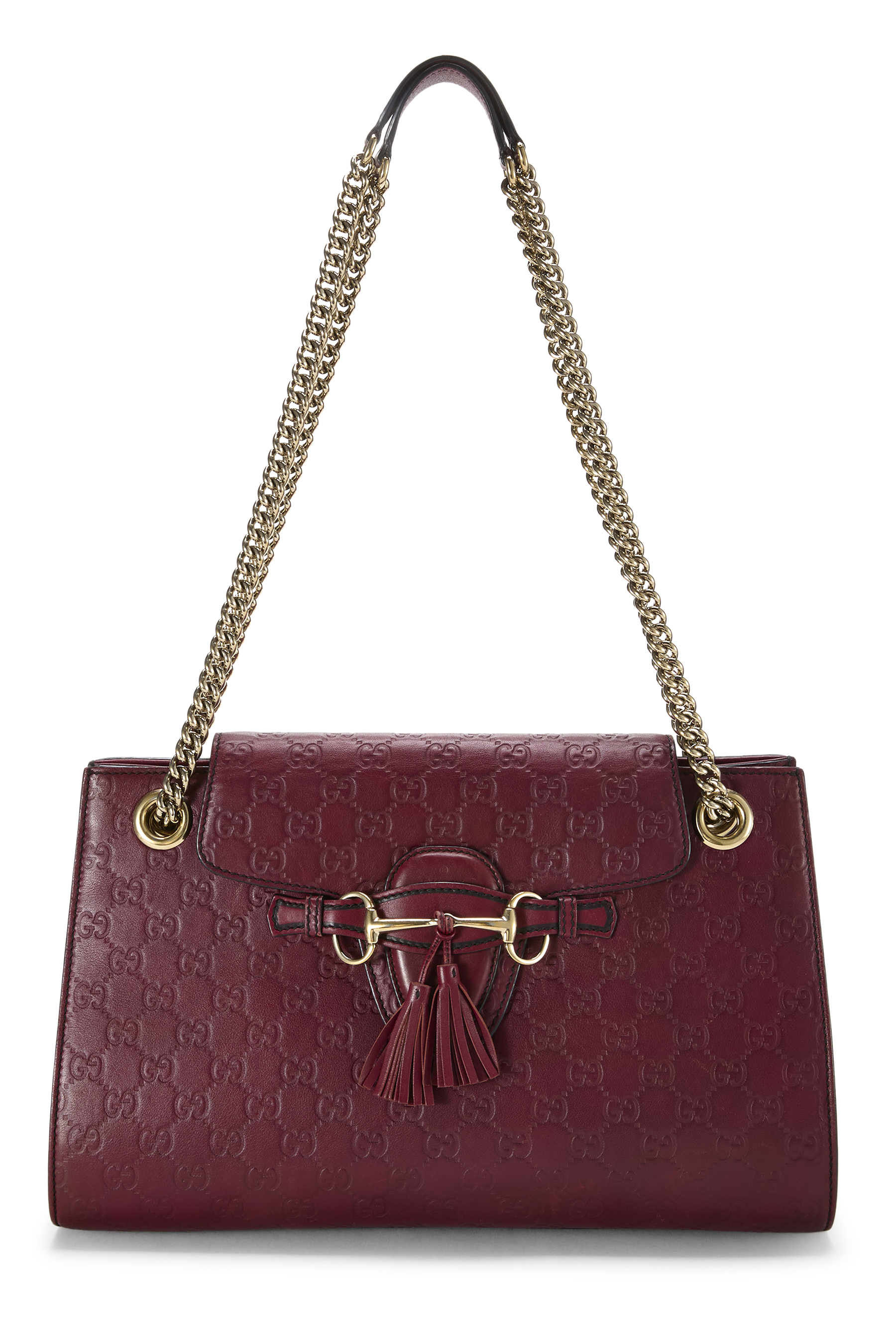 Women's Gucci Burgundy Guccissima Leather Emily Chain Shoulder Bag Large in Burgundy Large