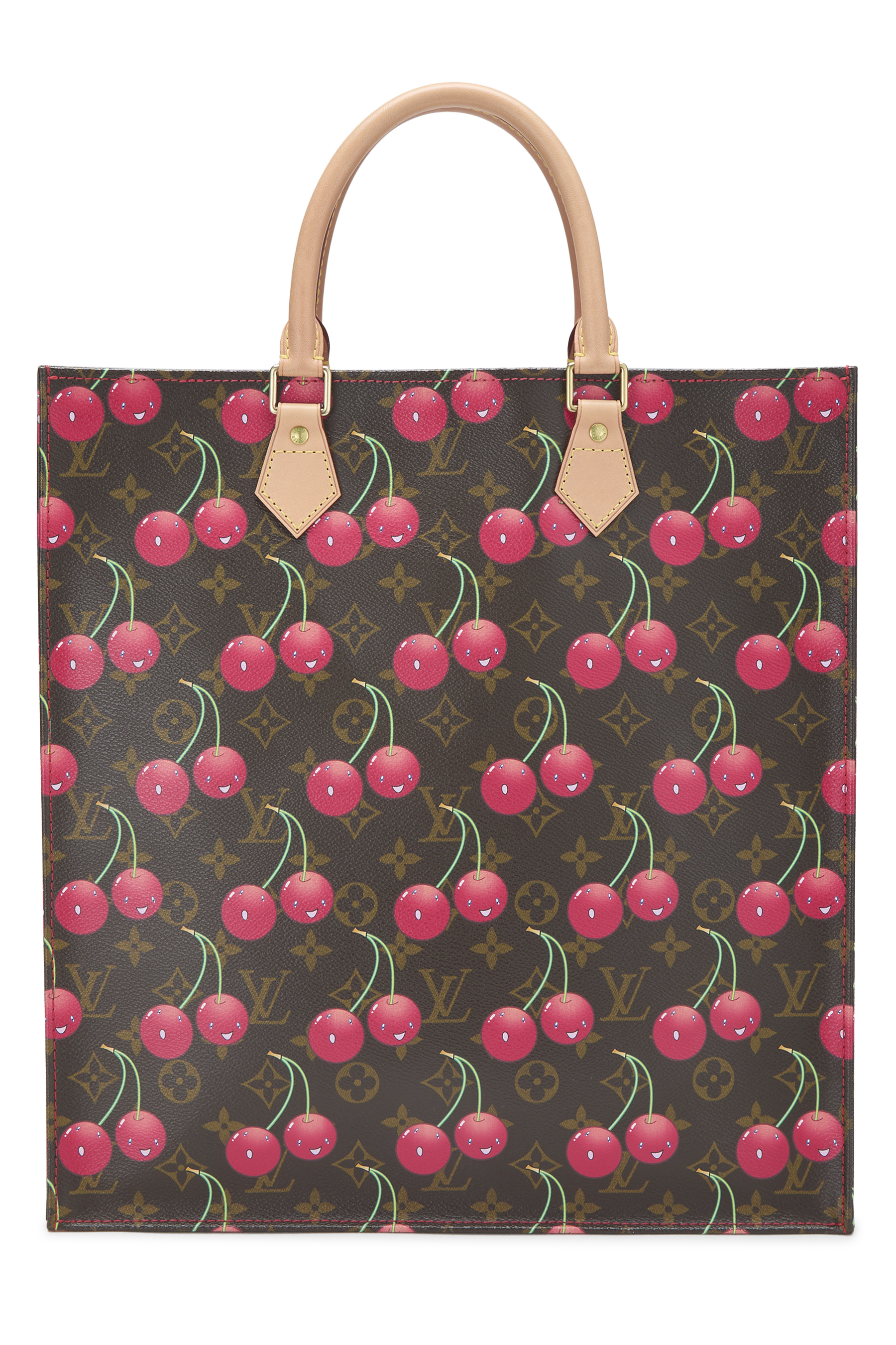 Women's Leather Louis Vuitton Takashi Murakami x Louis Vuitton Monogram Cerises Sac Plat in Brown